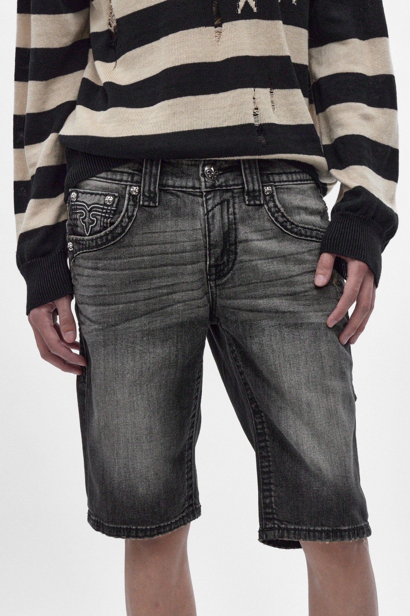 Adan Denim Shorts in Vintage Black