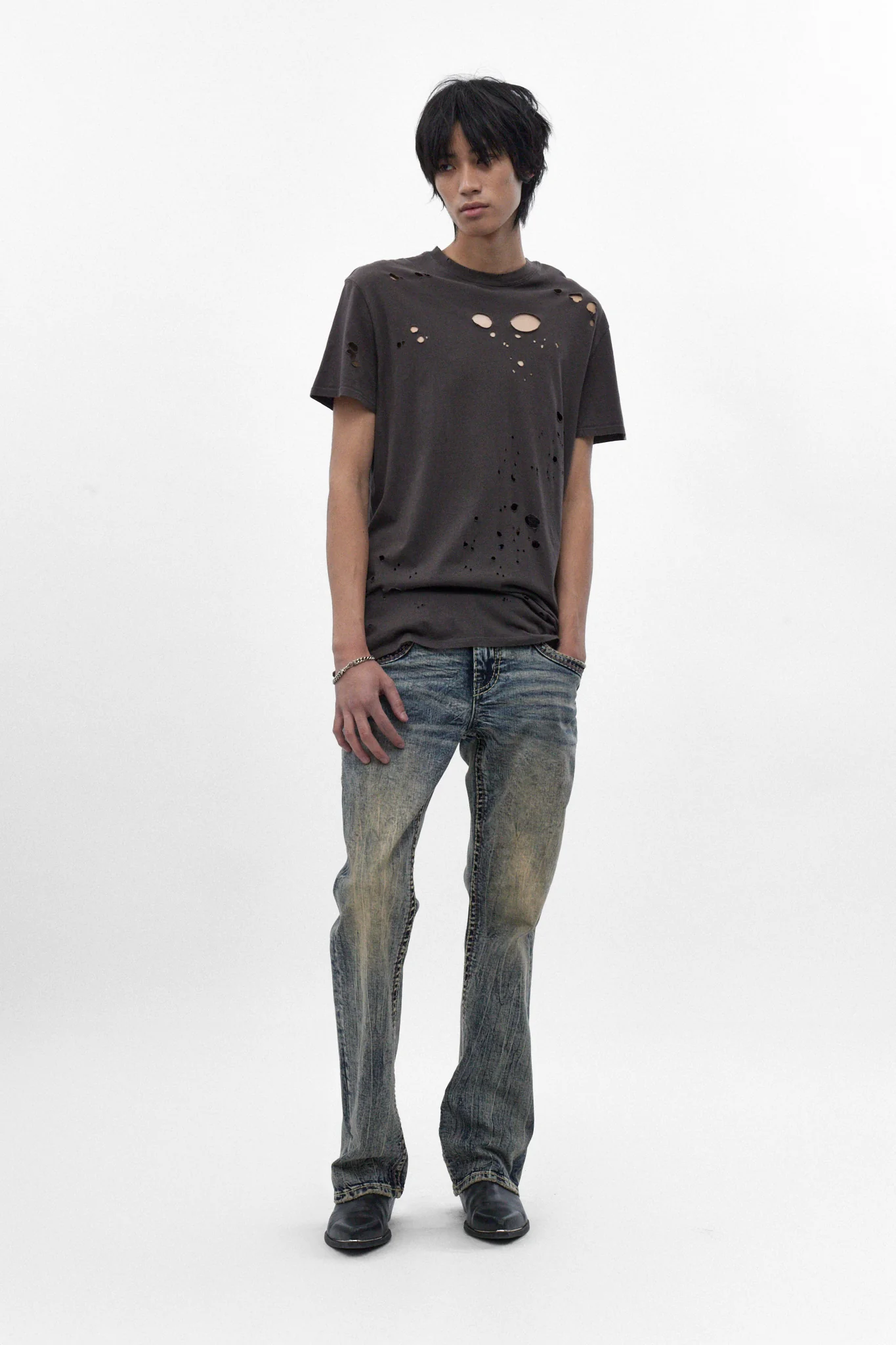 Alistair Slim Bootcut Jeans in Acid Blue