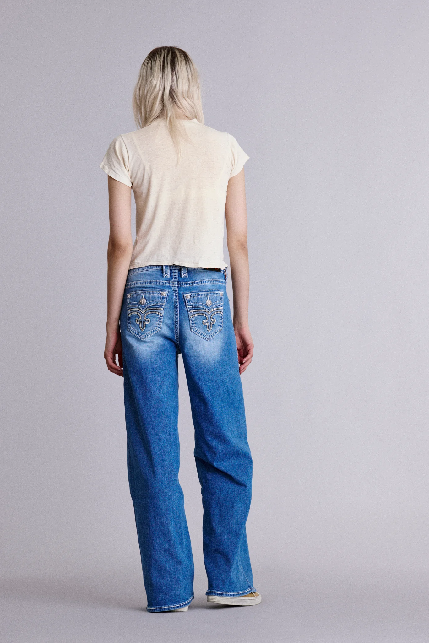 Alivia Oversized Wide-Leg Jeans Medium Blue - Image 4