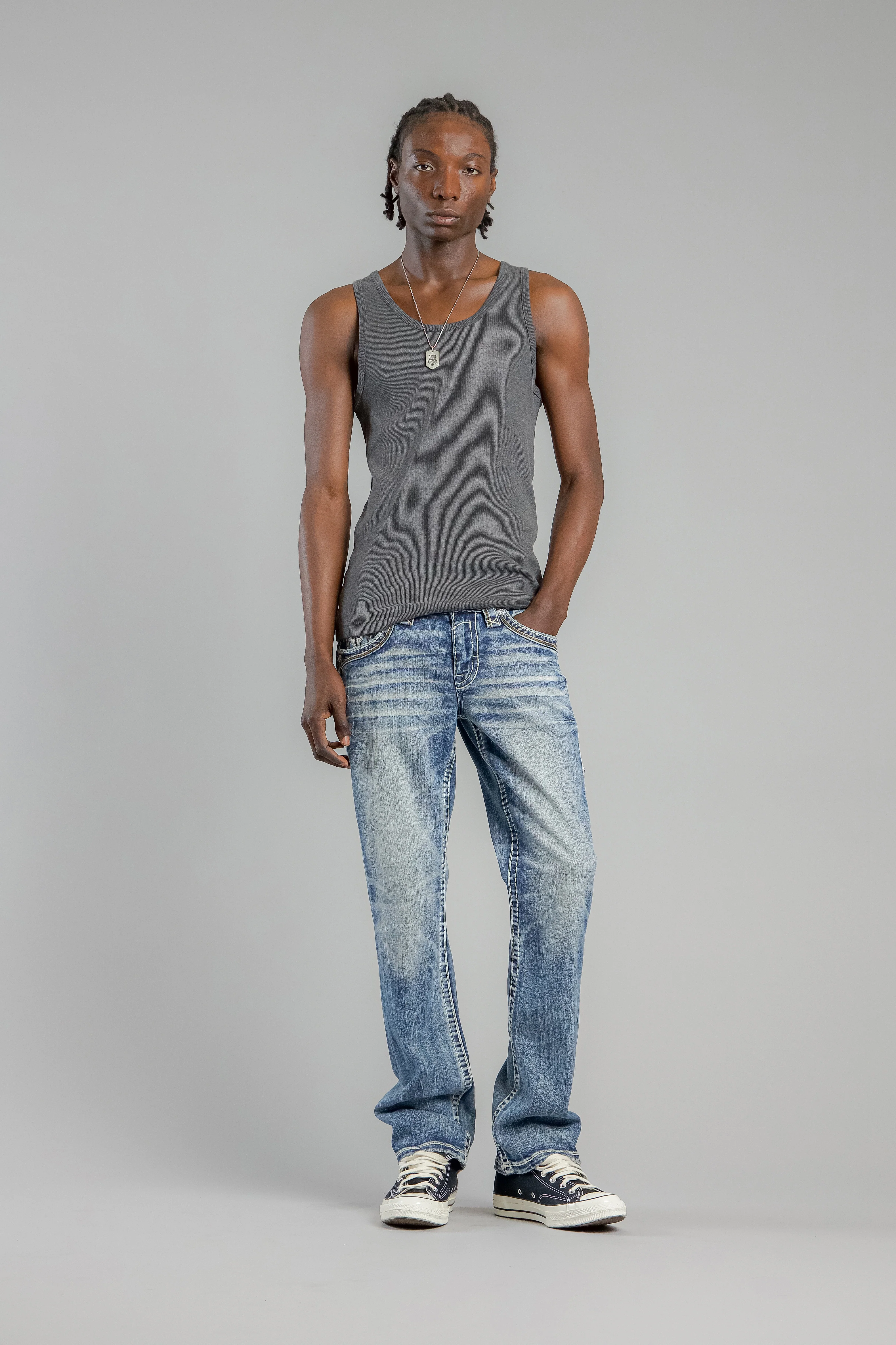 Andrew Bootcut Jeans in Medium Blue