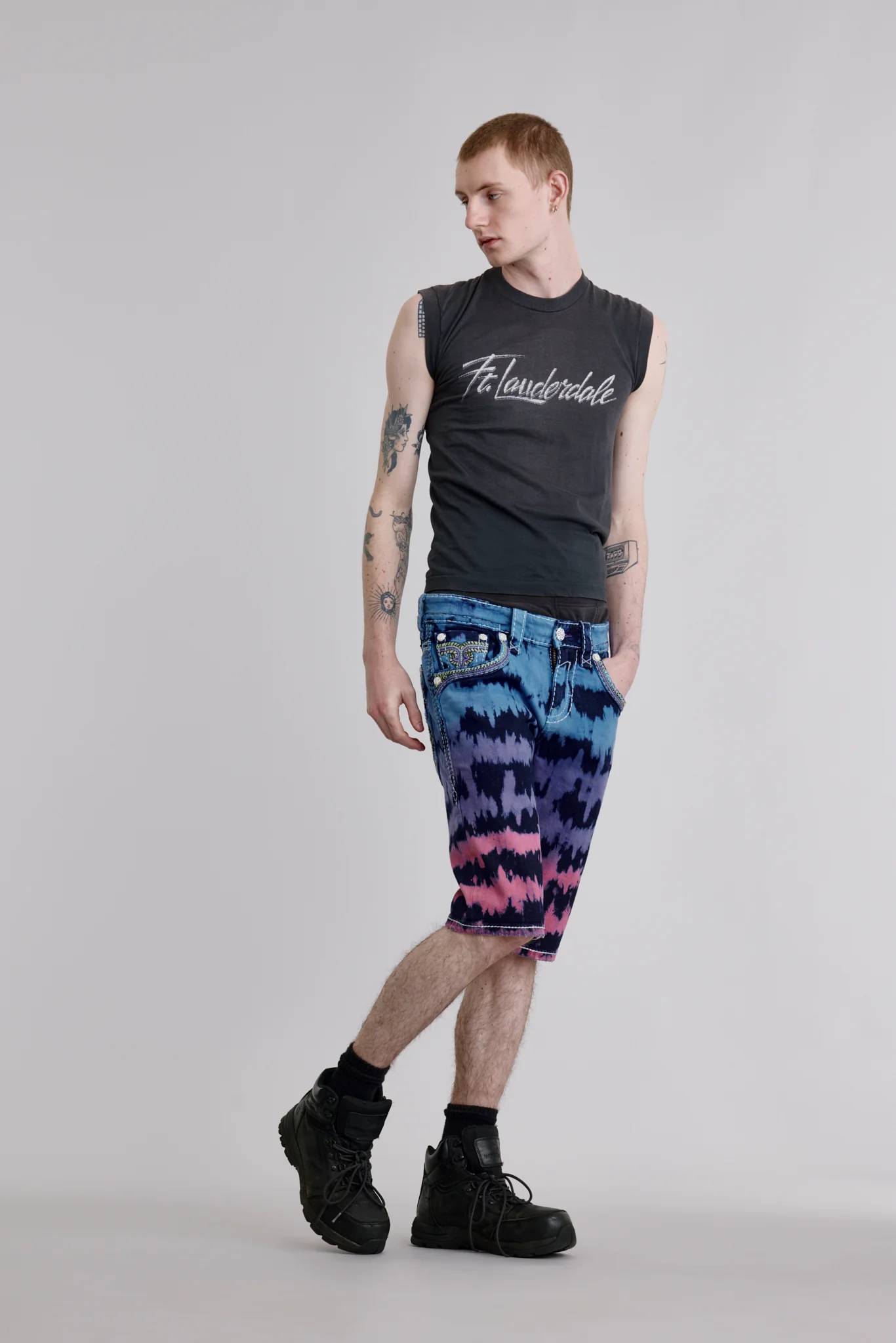 Armie Denim Shorts in Tye Die Blue - Image 5