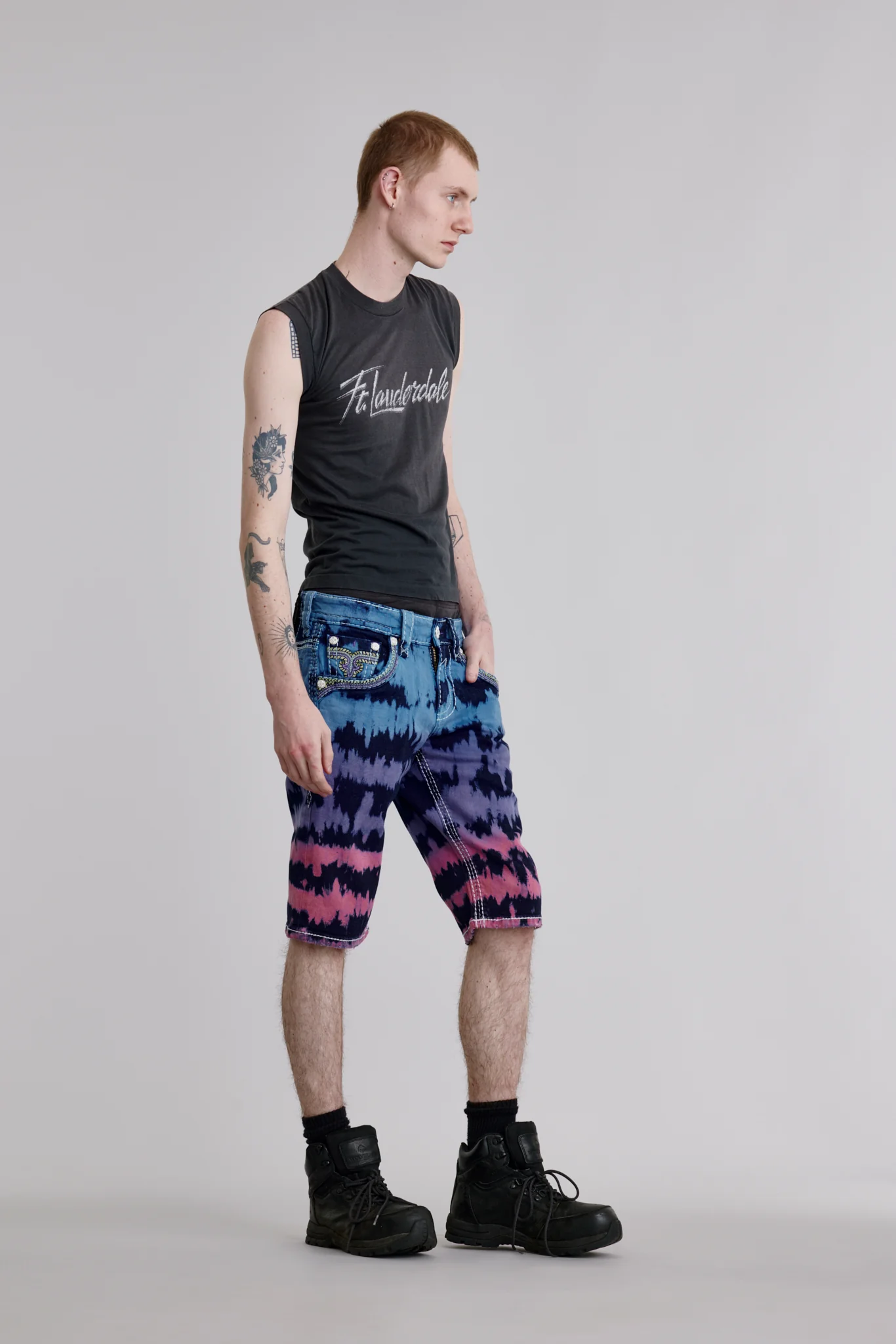 Armie Denim Shorts in Tye Die Blue - Image 6