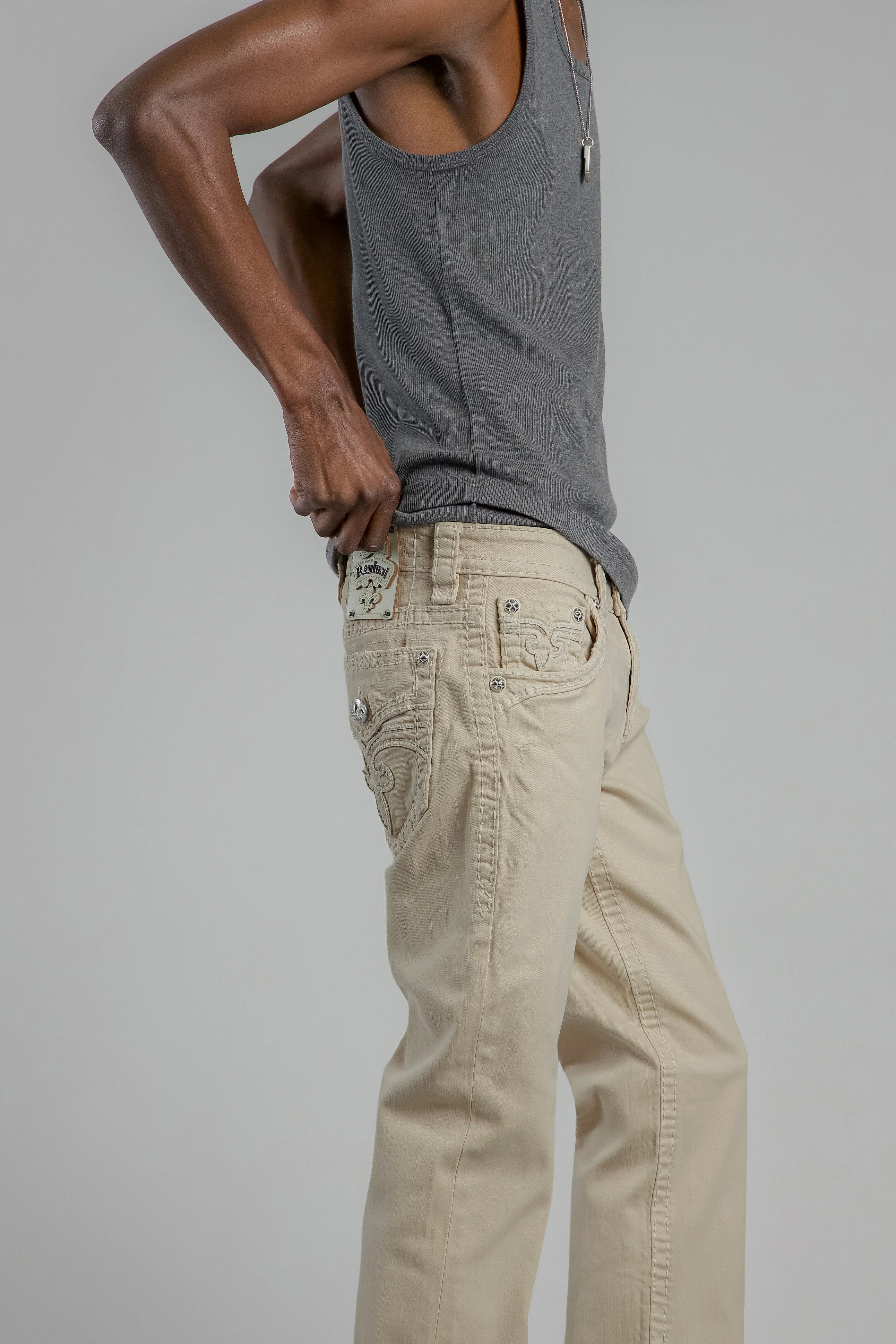 Arther Bootcut Jeans in Light Beige - Image 4