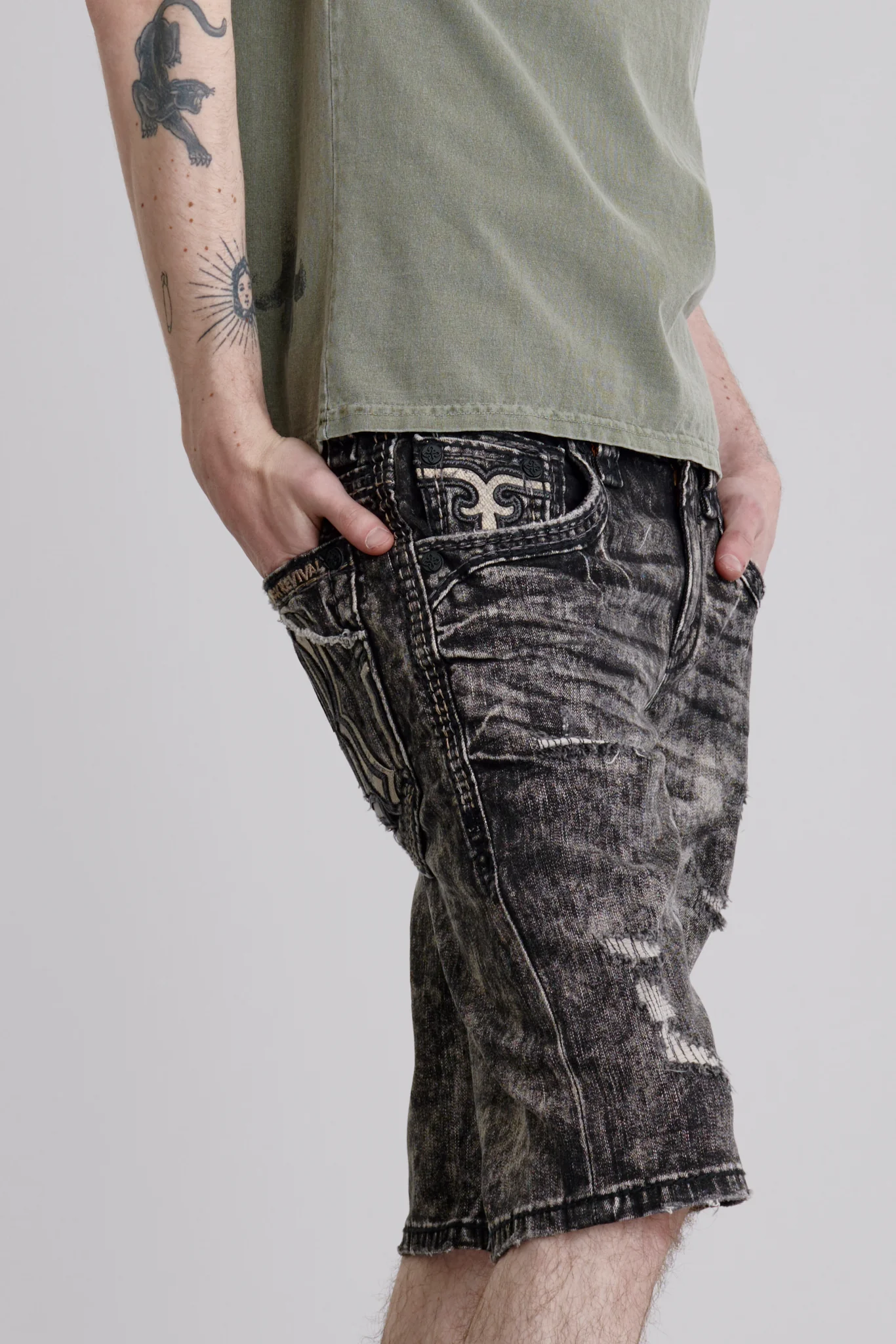 Baird Denim Shorts in Faded Black - Image 3
