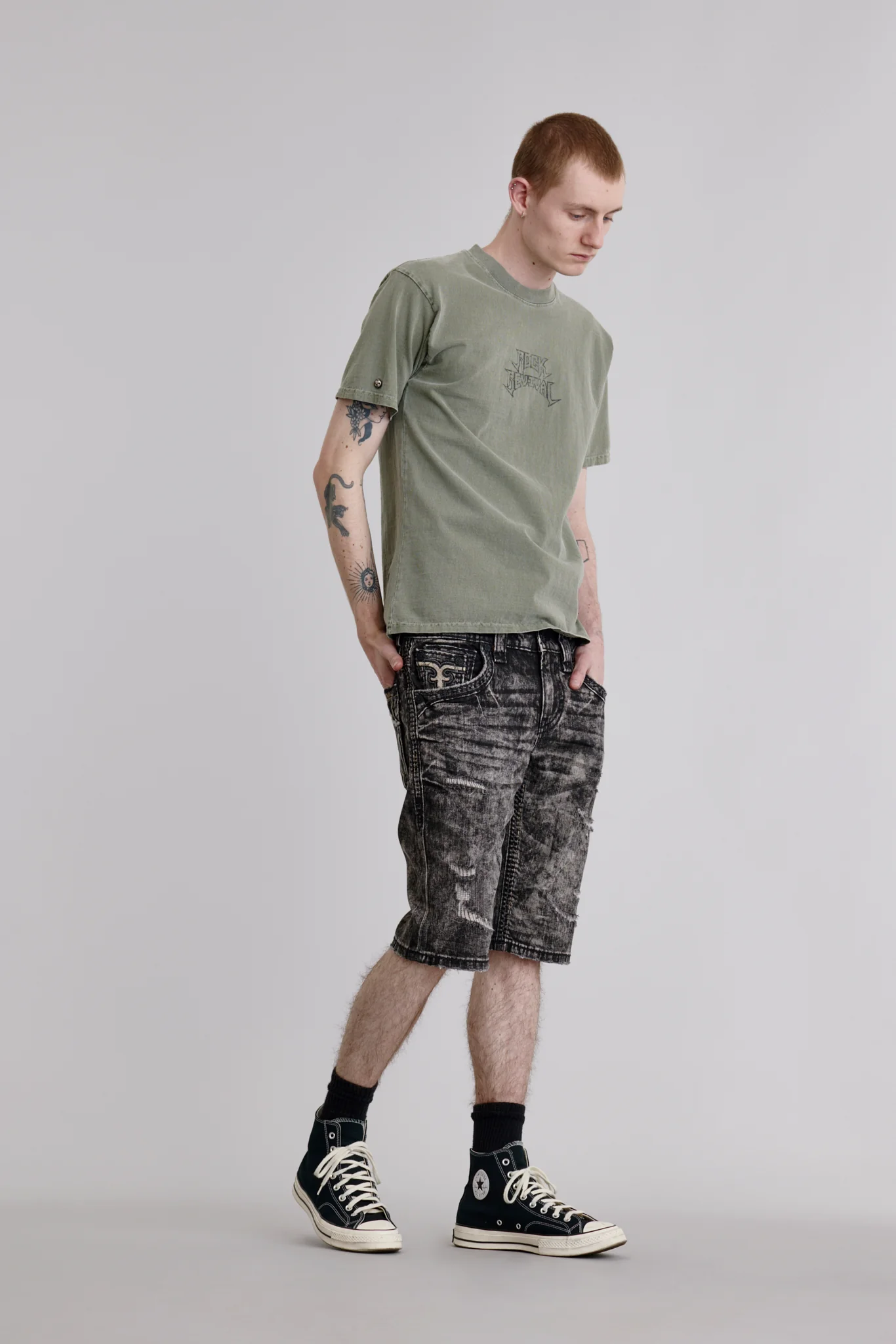 Baird Denim Shorts in Faded Black - Image 5