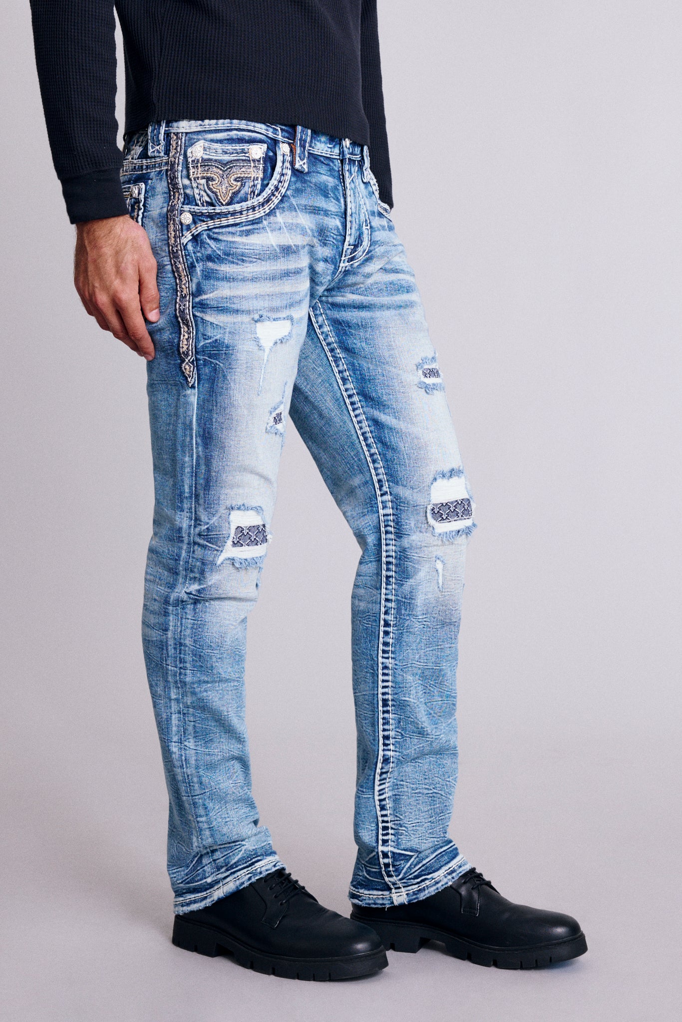Baxter Alt Straight Jeans in Medium Blue - Image 2