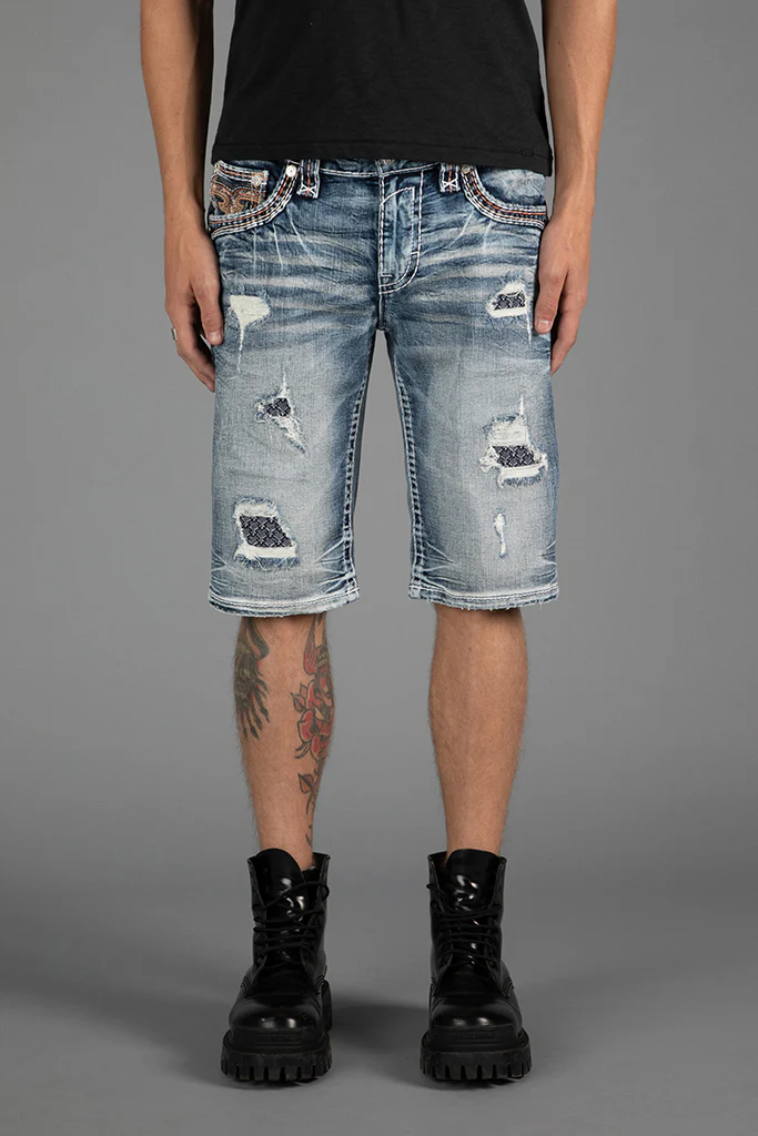 Baxter Denim Shorts in Medium Blue - Image 3