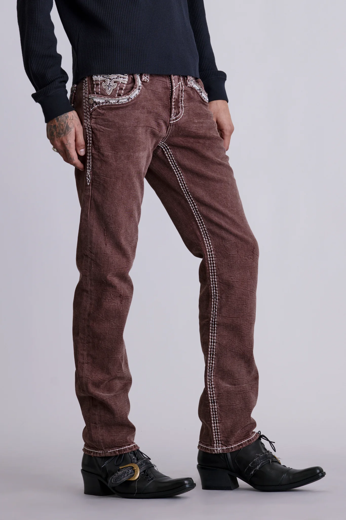 Bayley Straight Jeans in Brown - Image 5