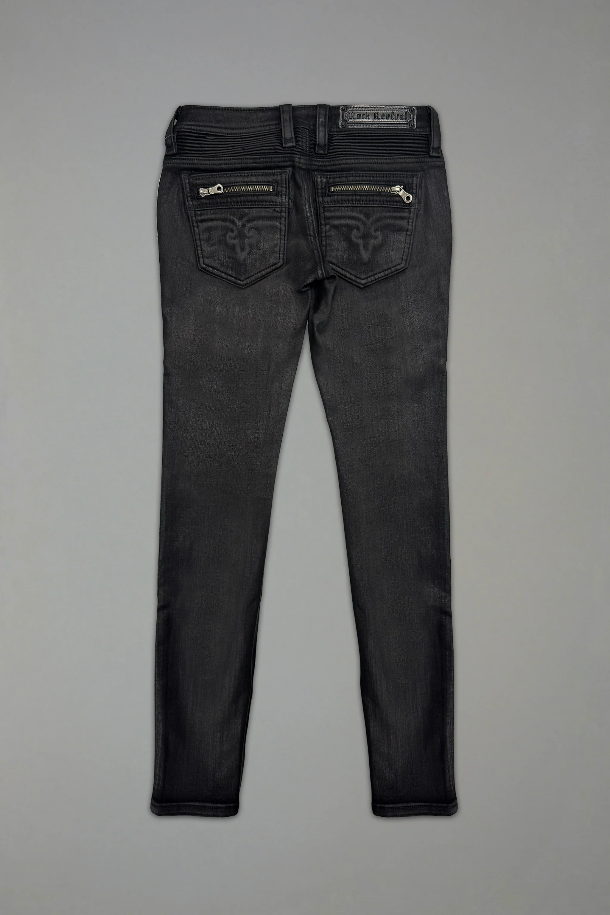 Camille Super Low-Rise Moto Skinny Jean in Black Coating - Image 8