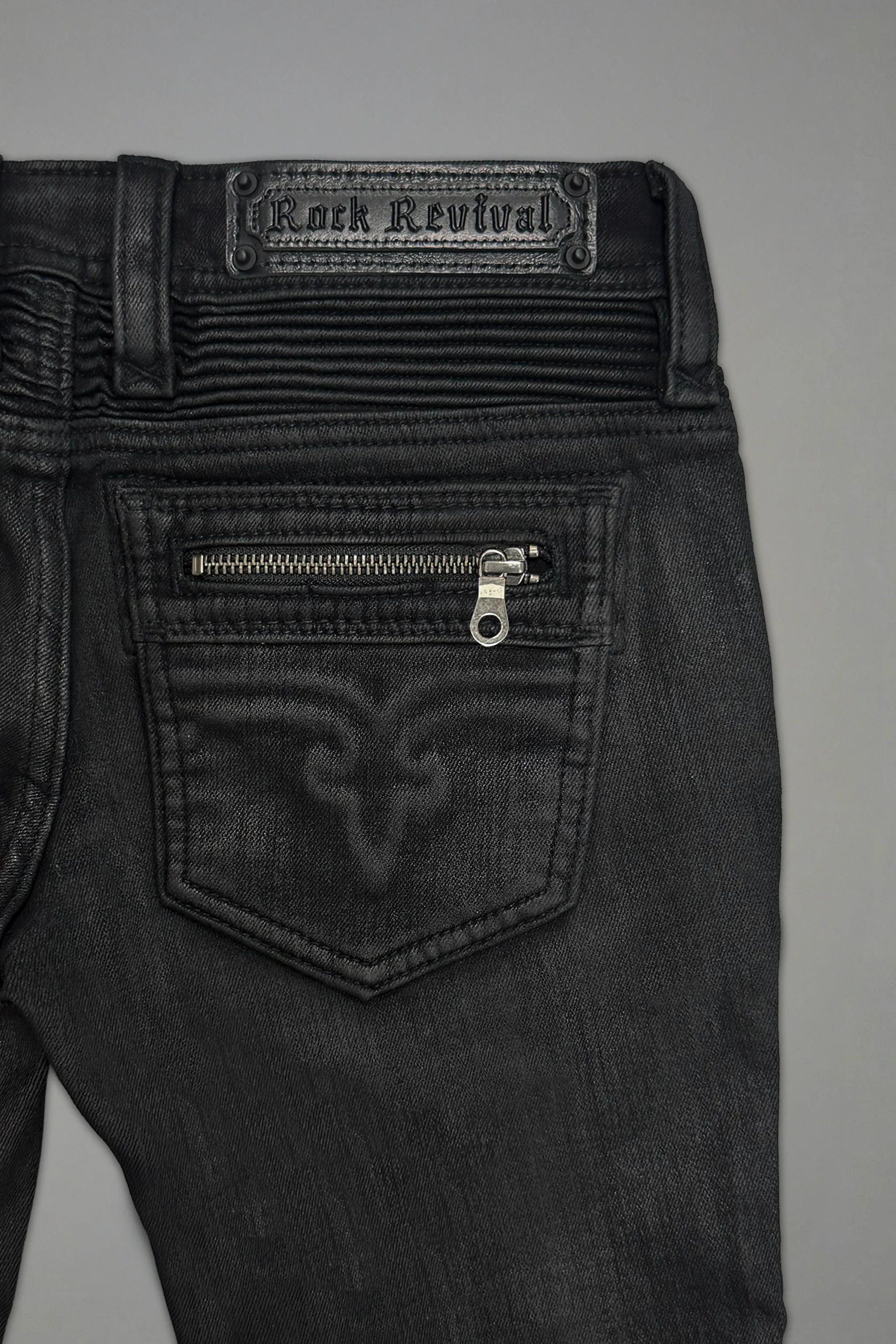 Camille Super Low-Rise Moto Skinny Jean in Black Coating - Image 9