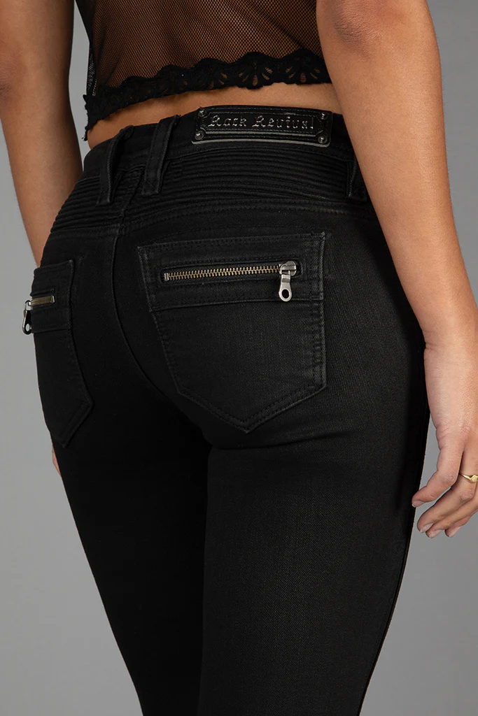 Camille Low-Rise Moto Skinny in Black Coating - Image 8