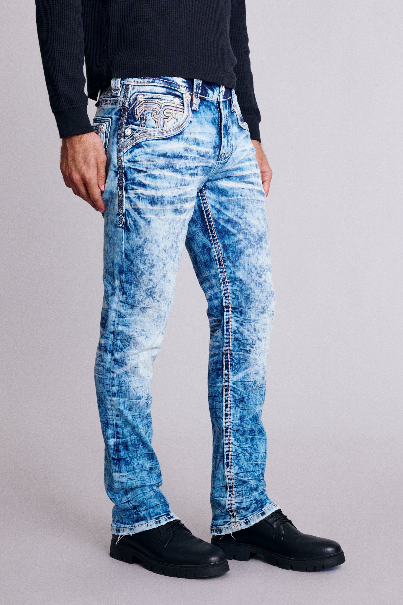 Cayden Alt Straight Jeans in Acid Blue - Image 2