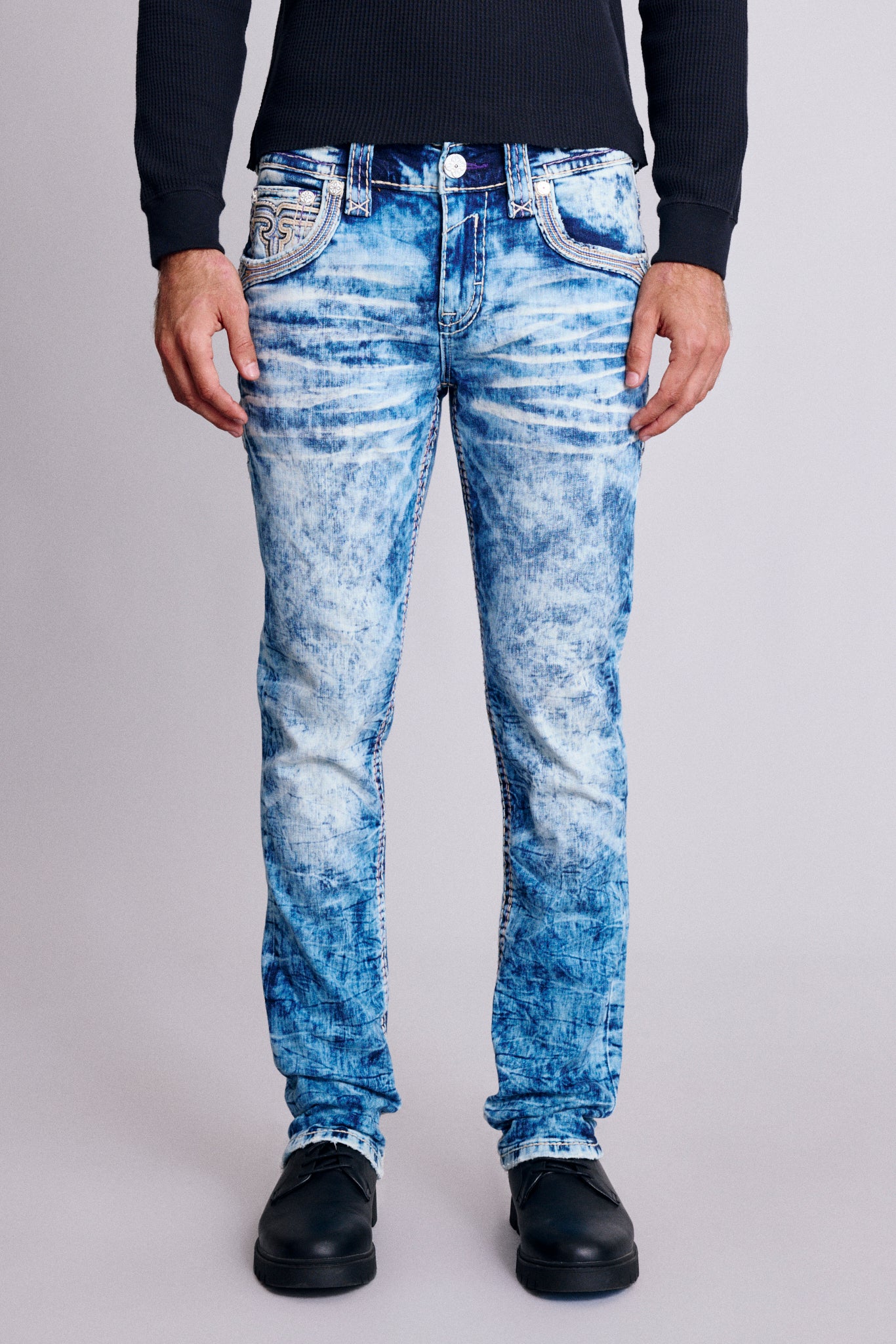 Cayden Alt Straight Jeans in Acid Blue - Image 3