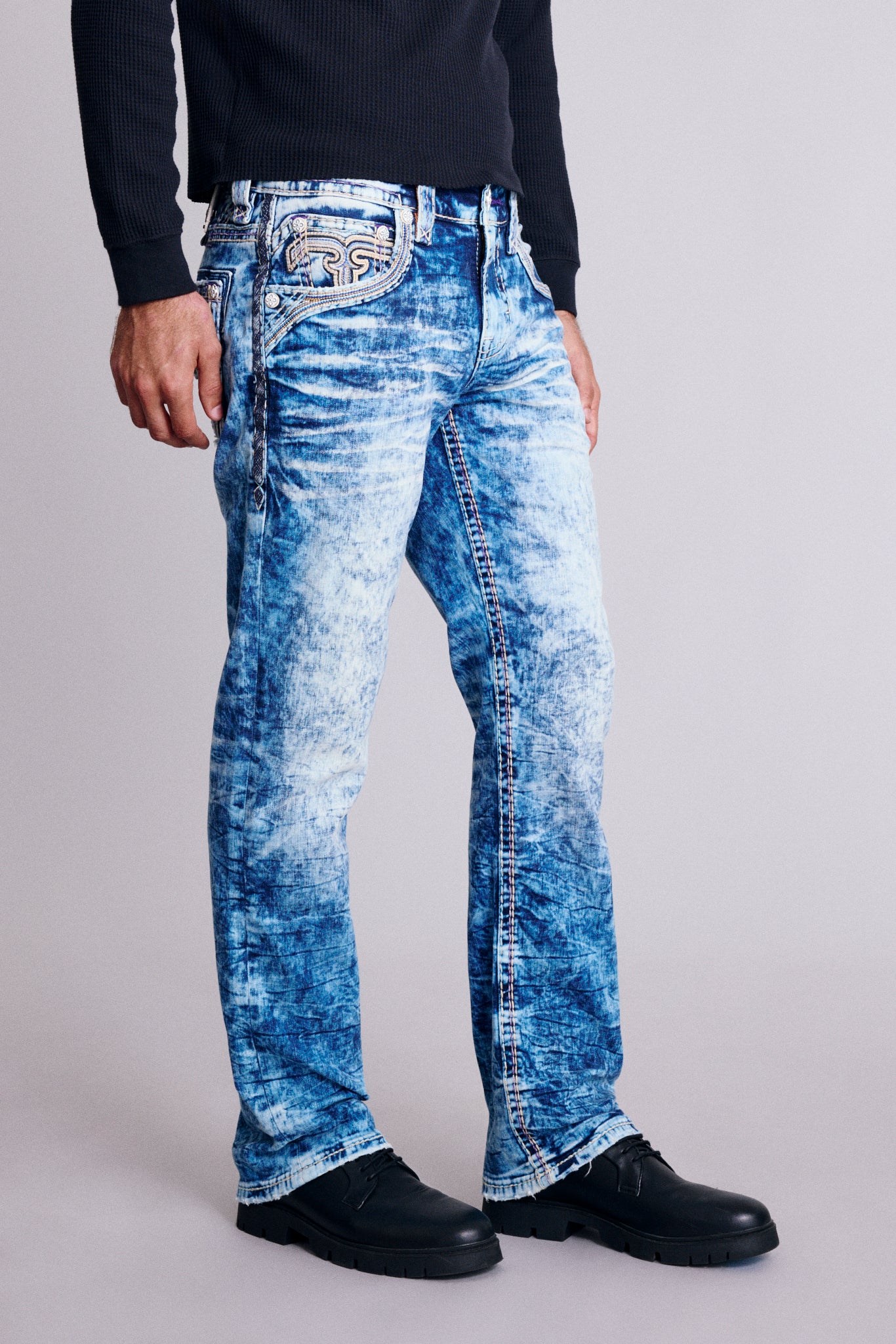 Cayden Straight Jeans in Acid Blue - Image 2