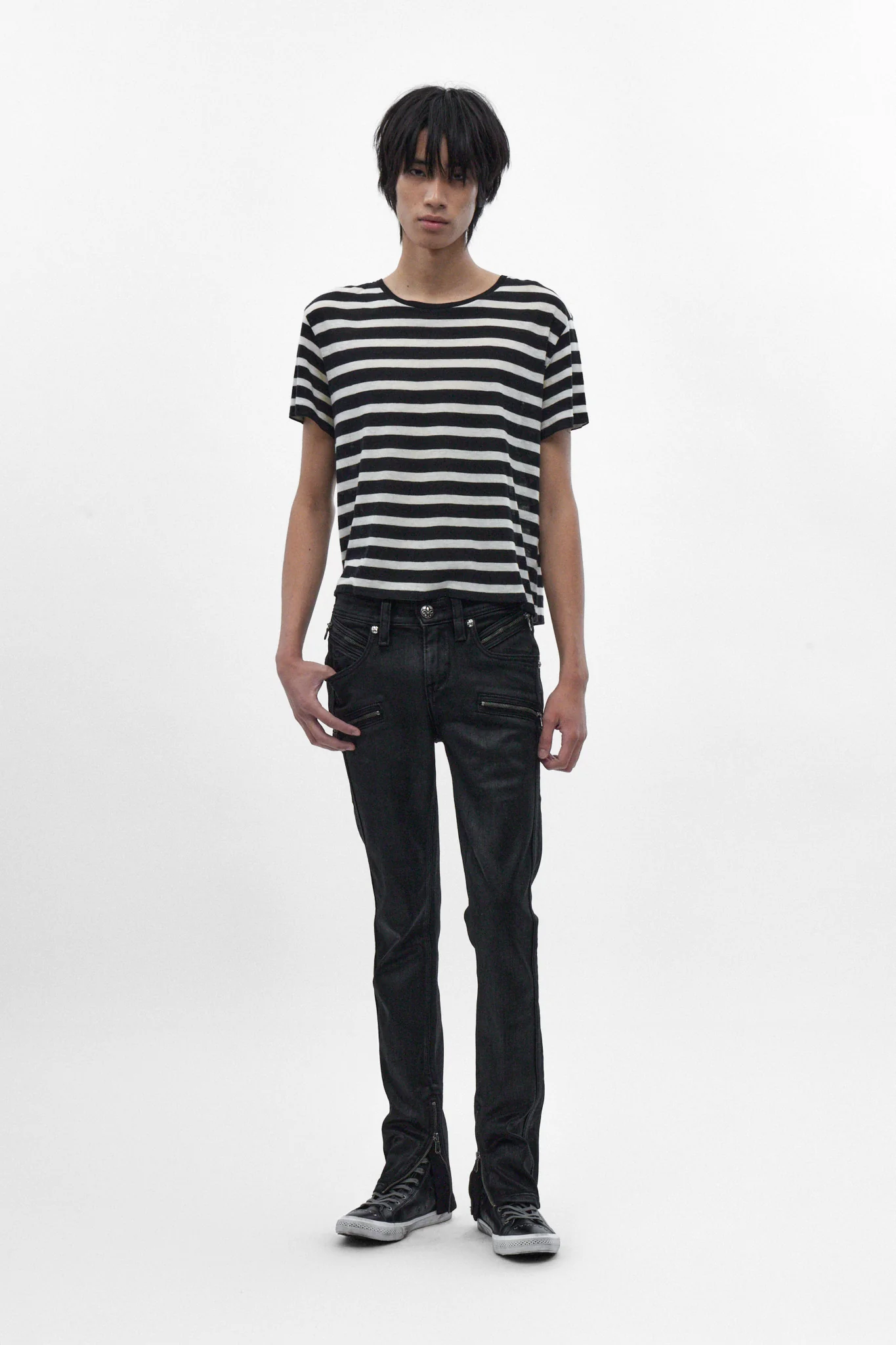 Charlie Slim Jeans in Black Coating on Black - Image 3