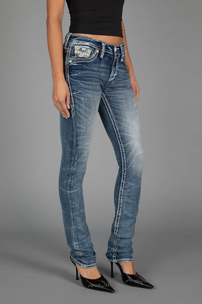 Daphne Straight Jeans in Medium Blue - Image 6