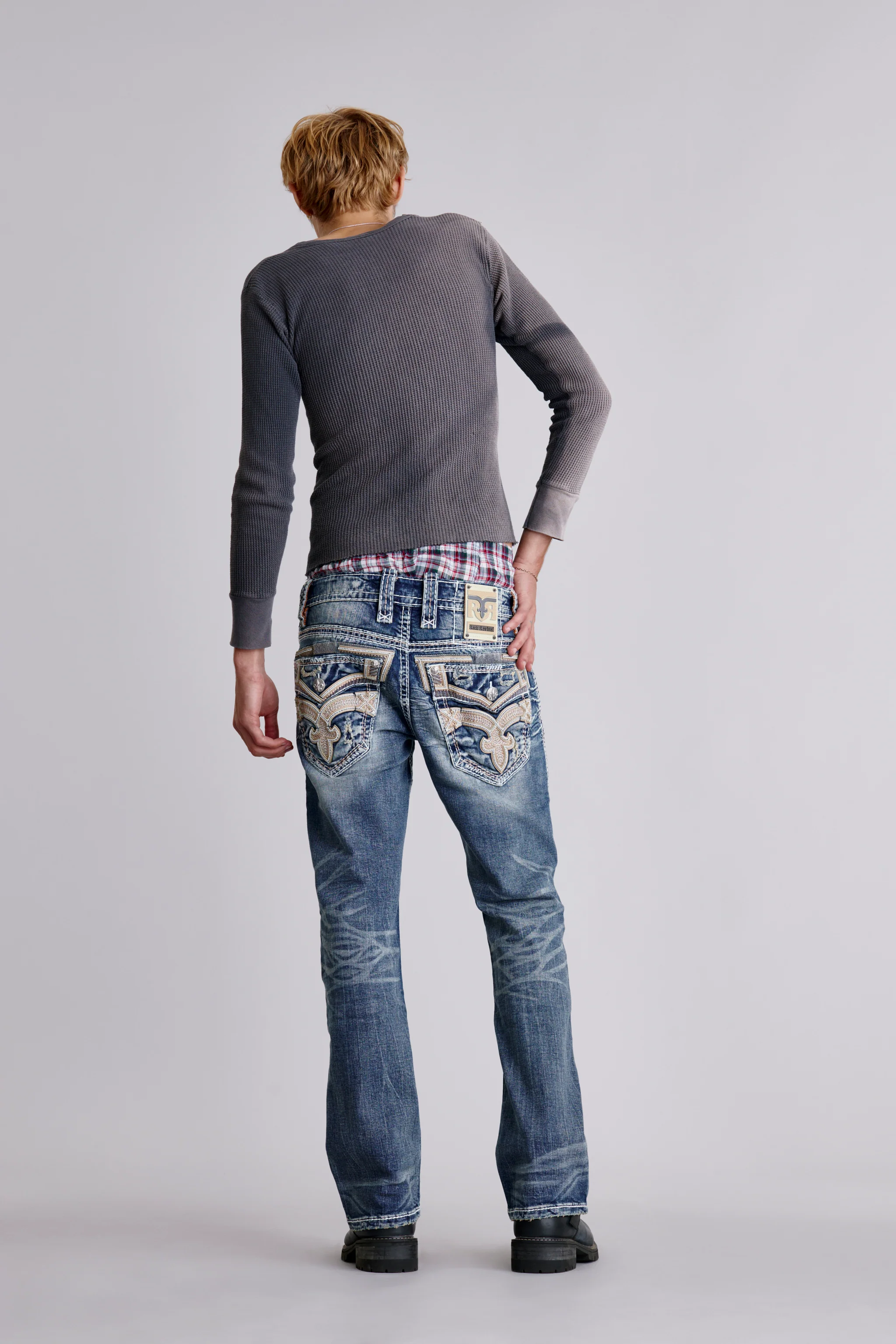 Eggplant Bootcut Jeans in Medium Blue - Image 3