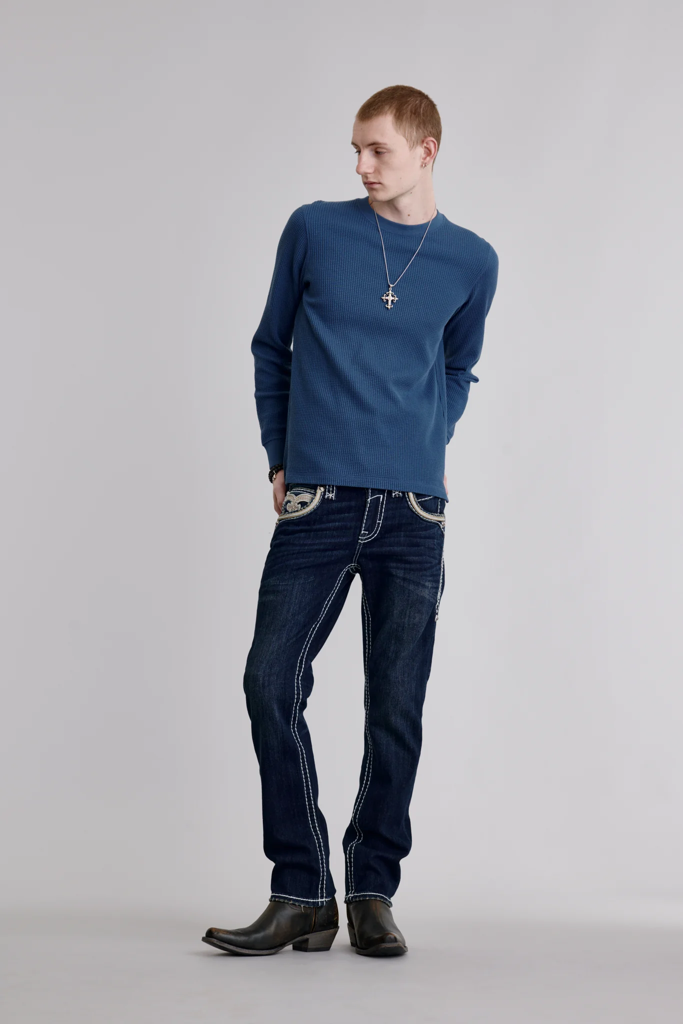 Eggplant Straight Jeans in Dark Blue
