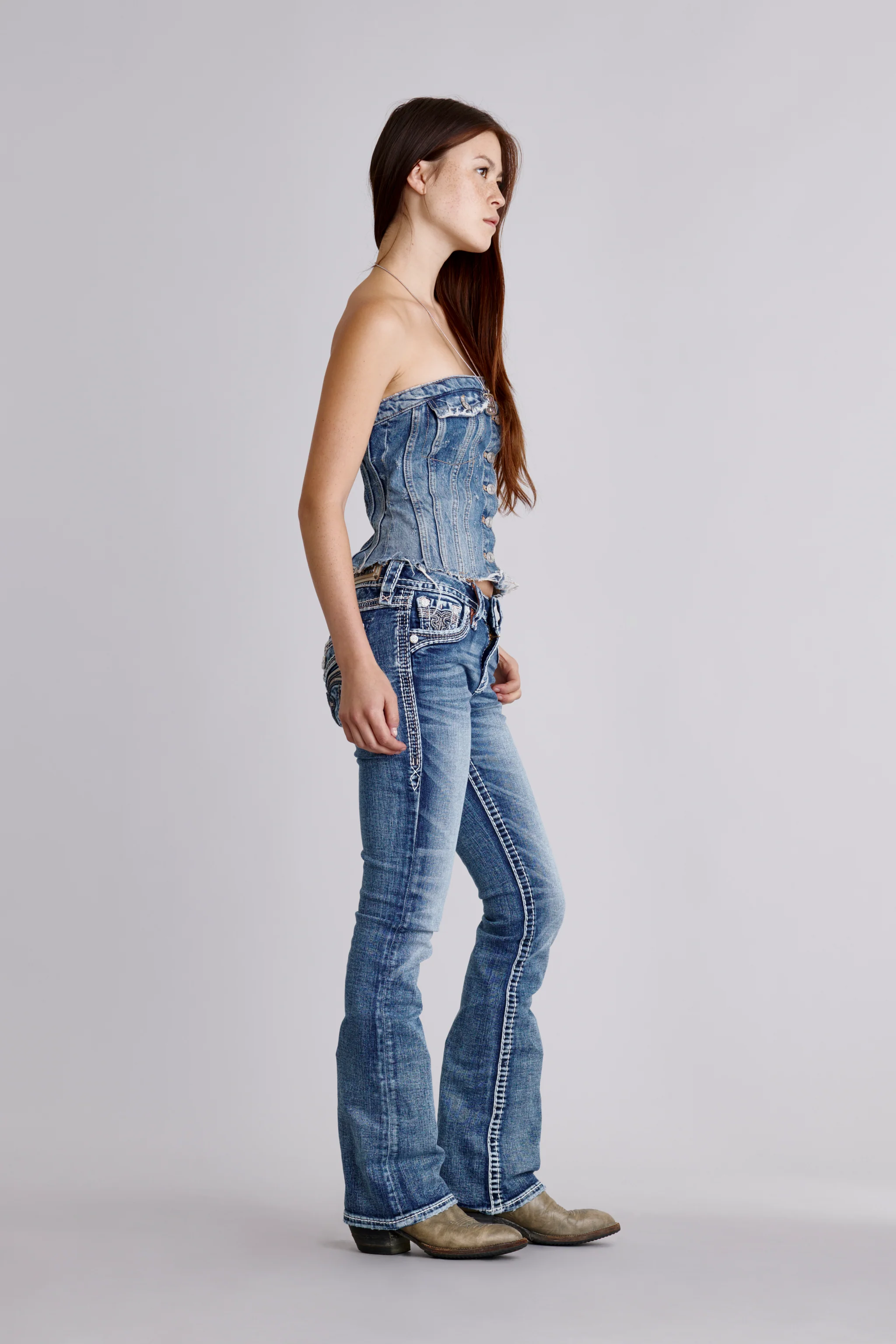 Endive Bootcut Jeans in Medium Blue - Image 3