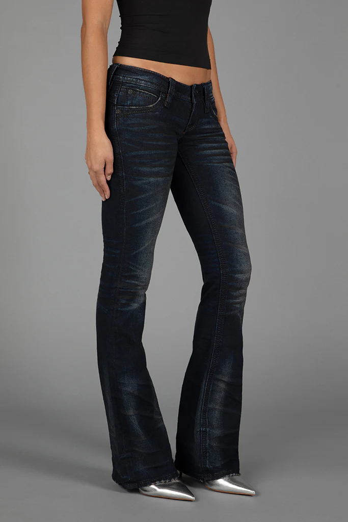 Gwen Super Low-Rise Bootcut Jeans in Dark Blue - Image 5