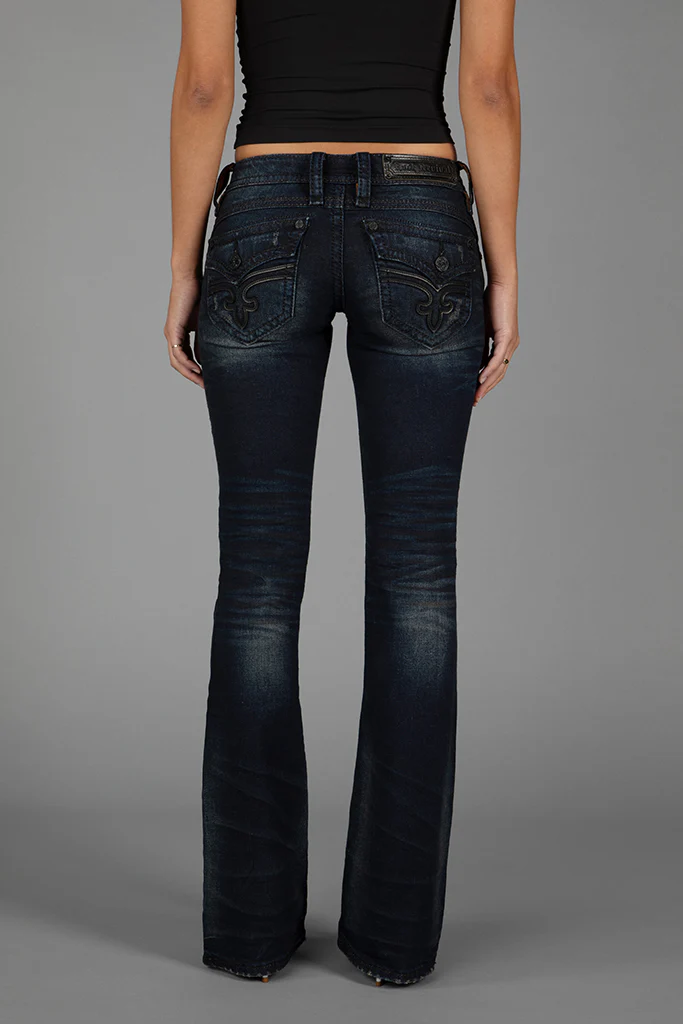 Gwen Super Low-Rise Bootcut Jeans in Dark Blue - Image 6