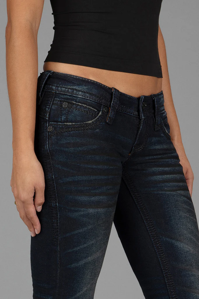 Gwen Super Low-Rise Bootcut Jeans in Dark Blue - Image 8