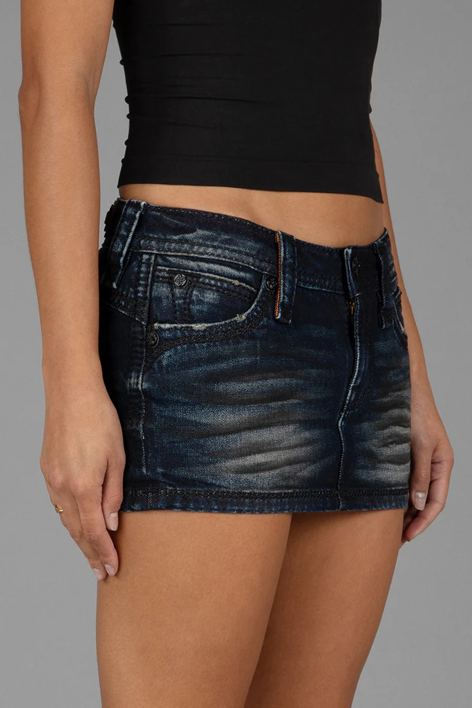 Gwen Super Low-Rise Mini Skirt in Dark Blue - Image 7