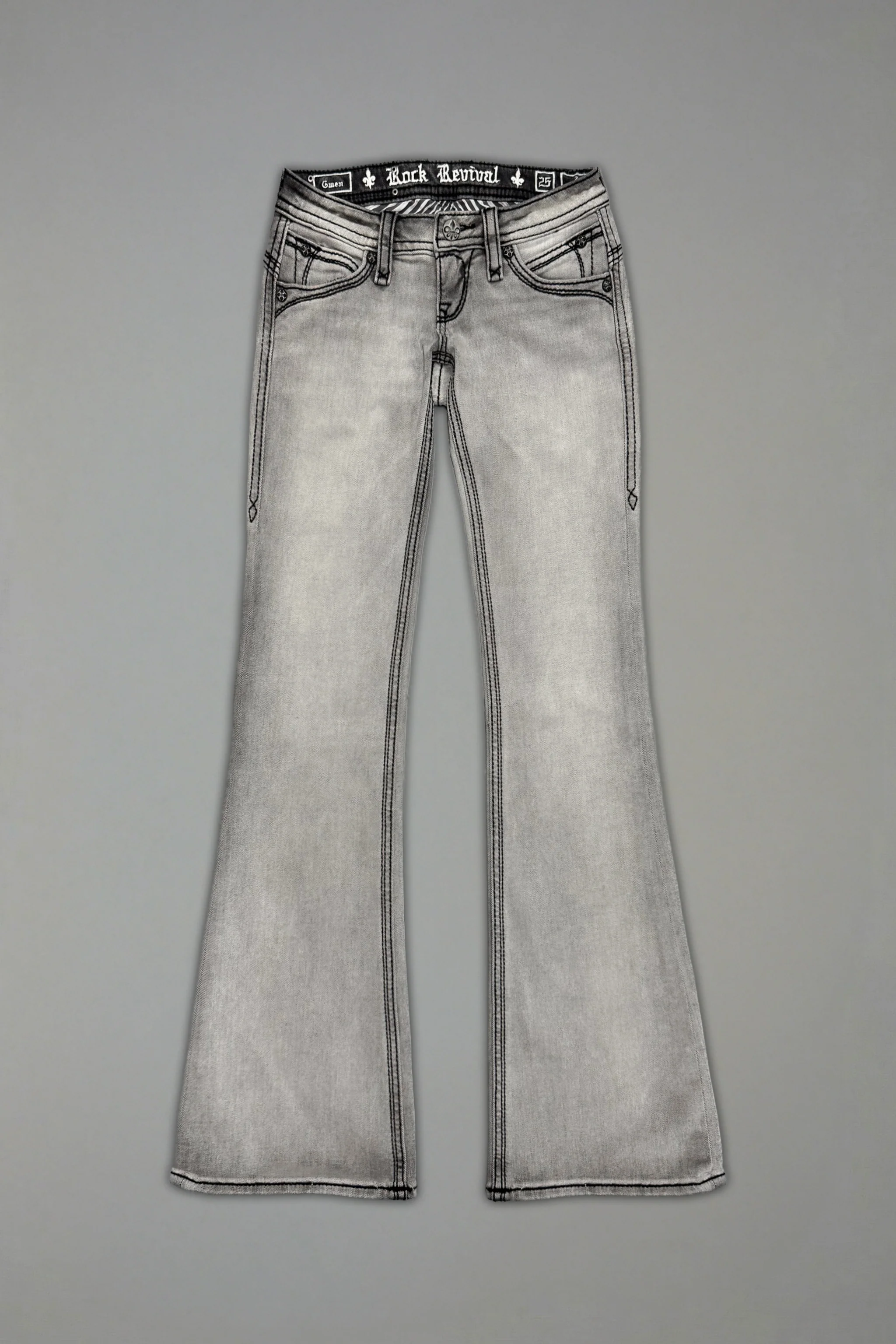 Gwen Super Low-Rise Bootcut Jeans in Gray - Image 7