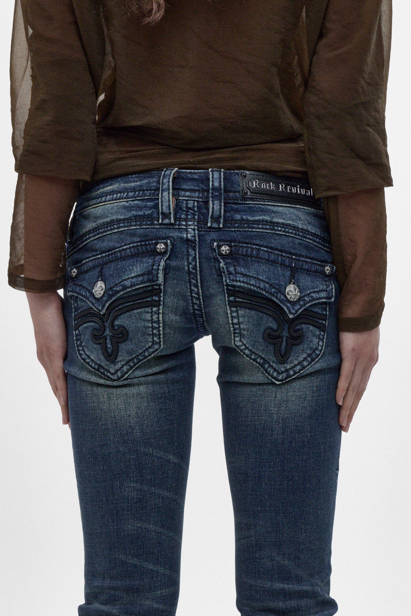 Gwen Super Low-Rise Bootcut Jeans in Dark Wash - Image 2