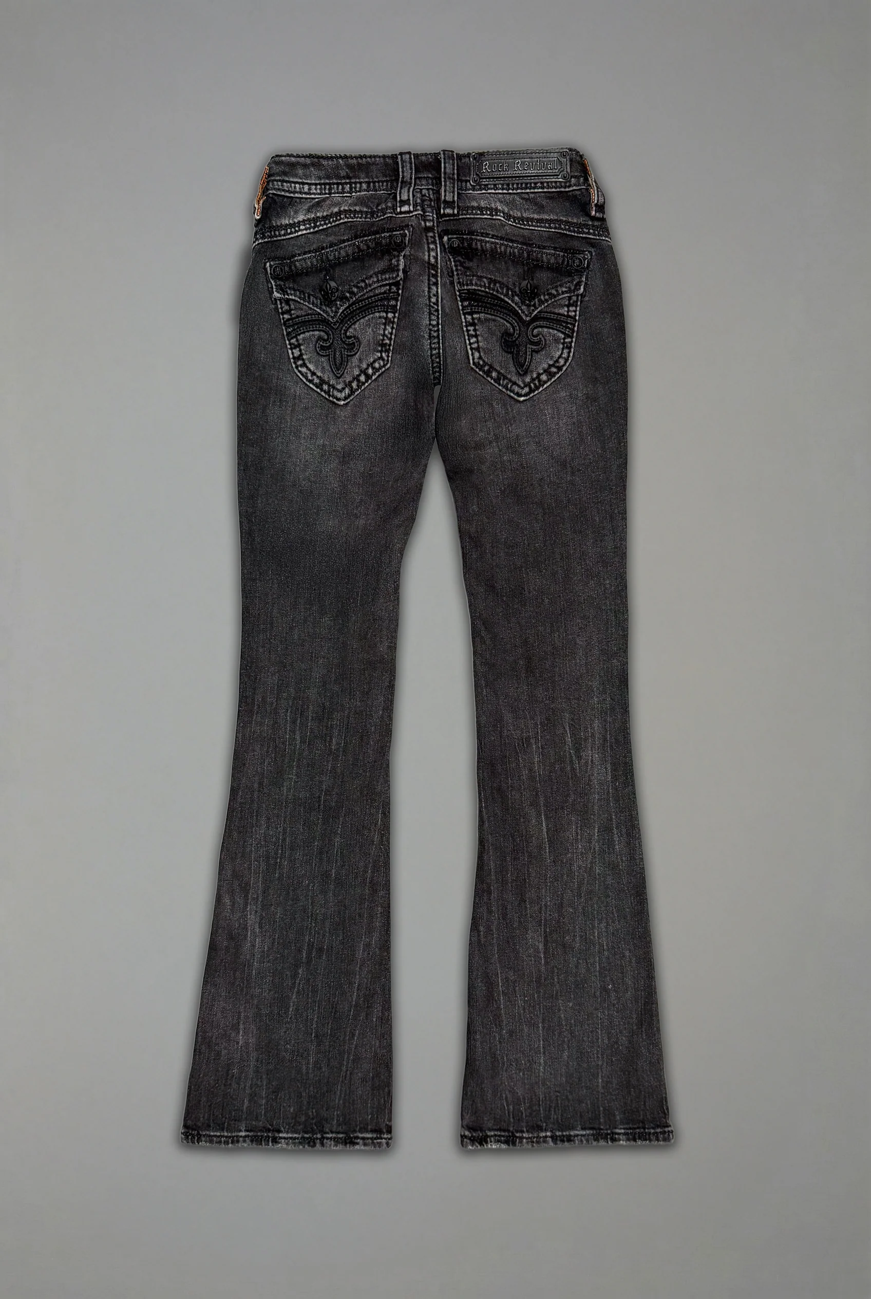 Gwen Super Low-Rise Bootcut Jeans in Faded Black - Image 7