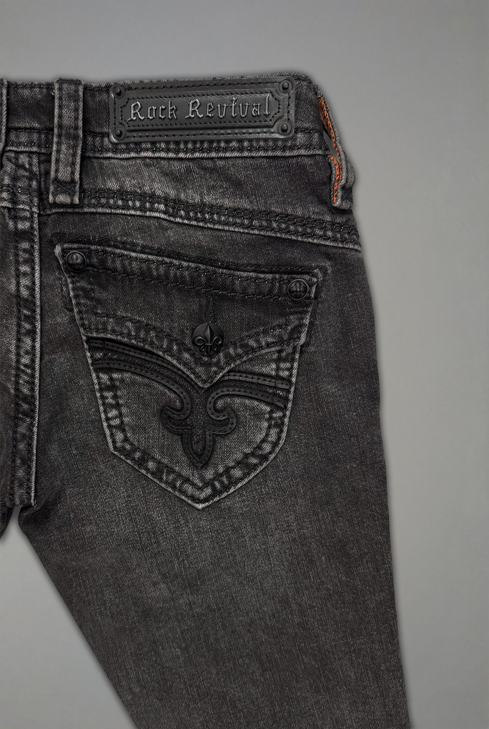 Gwen Super Low-Rise Bootcut Jeans in Faded Black - Image 9