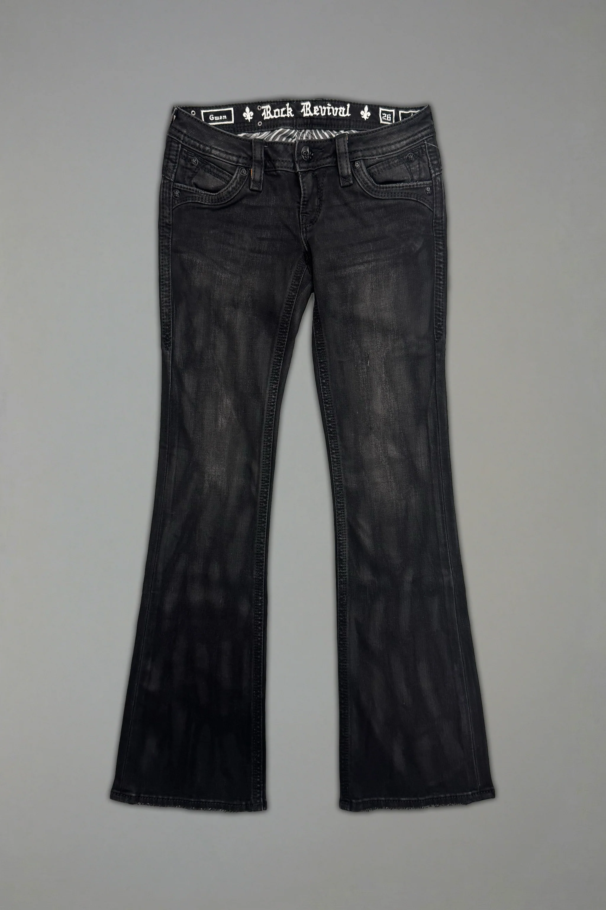 Gwen Super Low-Rise Bootcut Jeans in Black Fade Coating - Image 6
