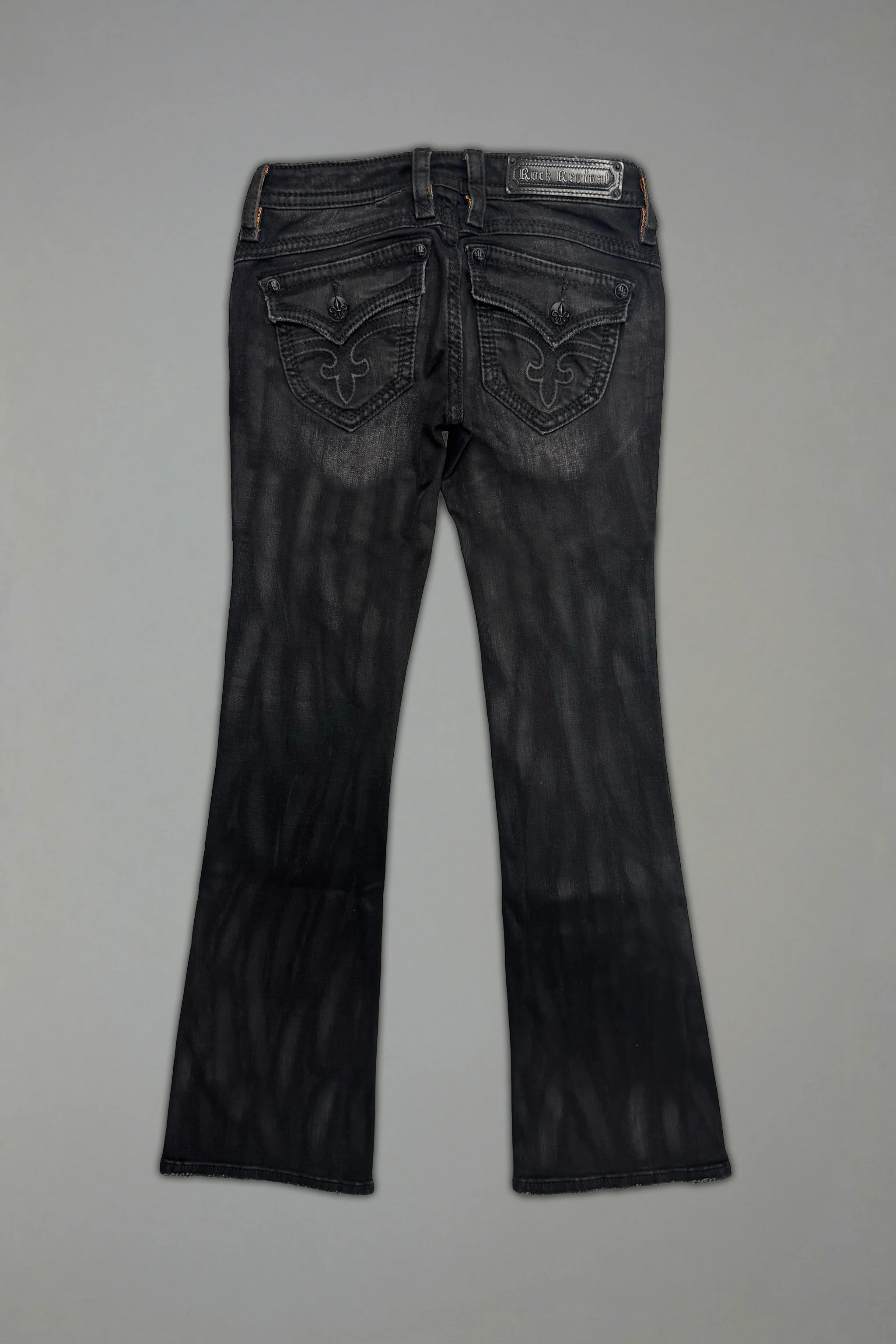 Gwen Super Low-Rise Bootcut Jeans in Black Fade Coating - Image 7