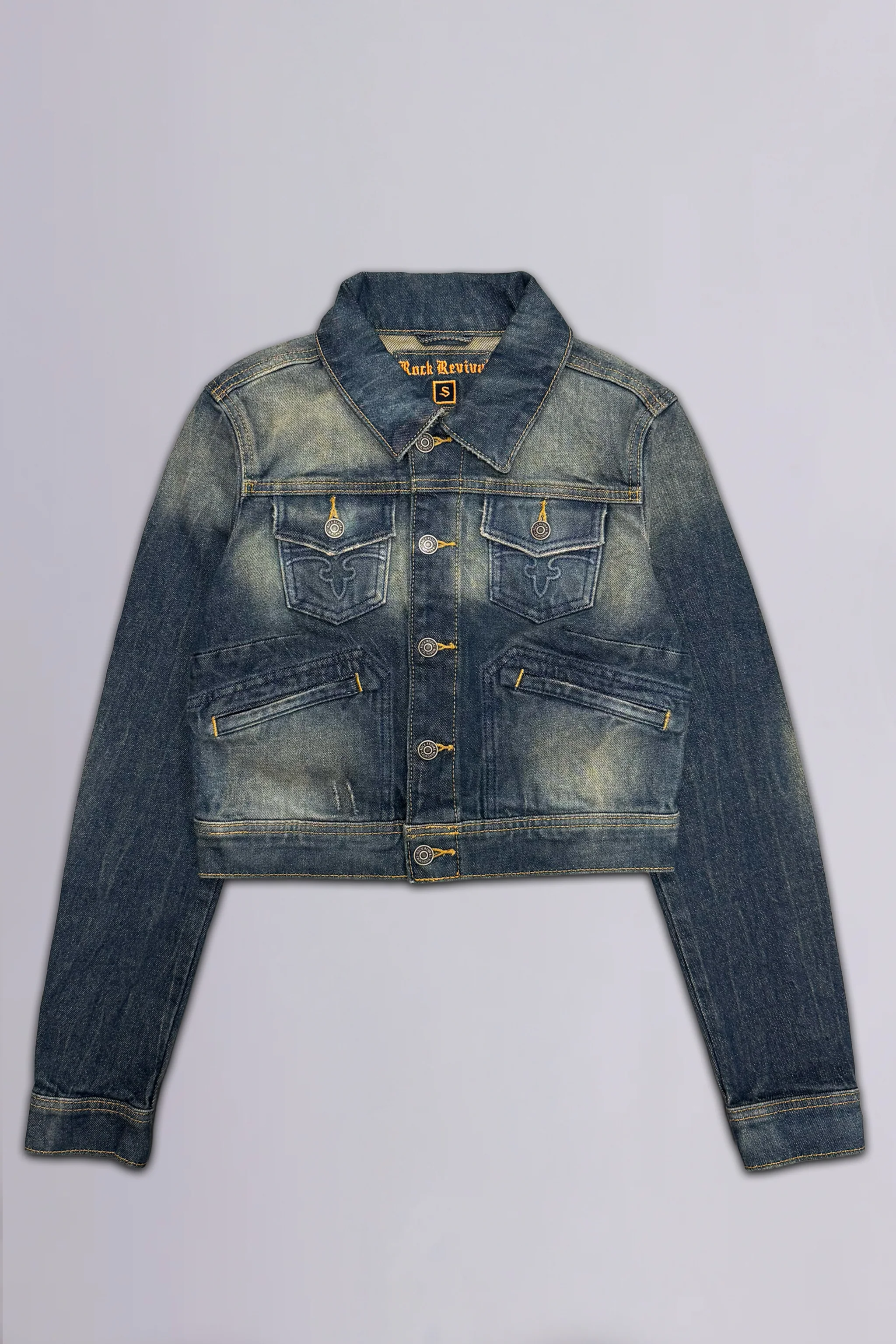 Gwen Cropped Fitted Denim Jacket in Desert Sand - Image 5