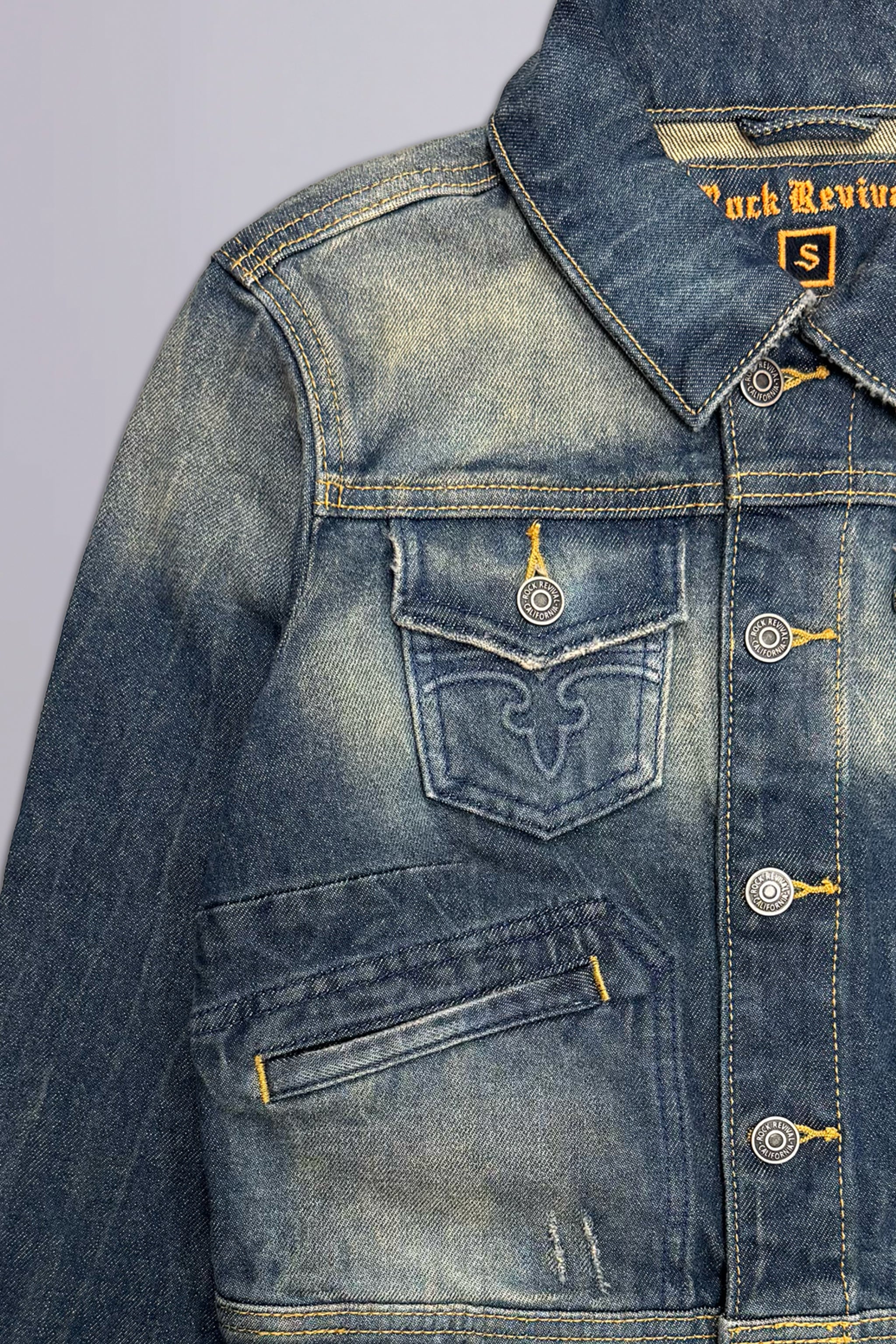 Gwen Cropped Fitted Denim Jacket in Desert Sand - Image 7