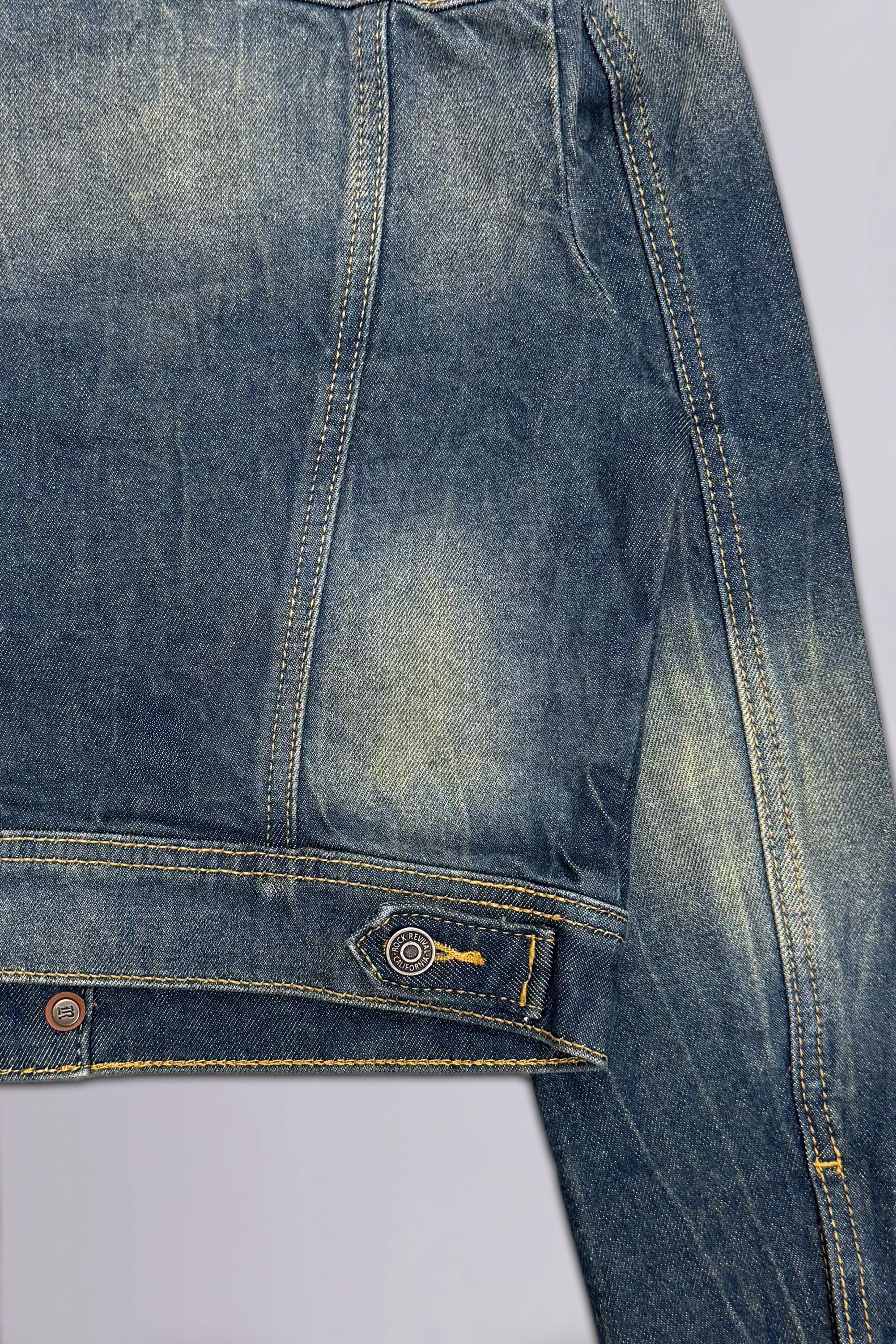 Gwen Cropped Fitted Denim Jacket in Desert Sand - Image 8