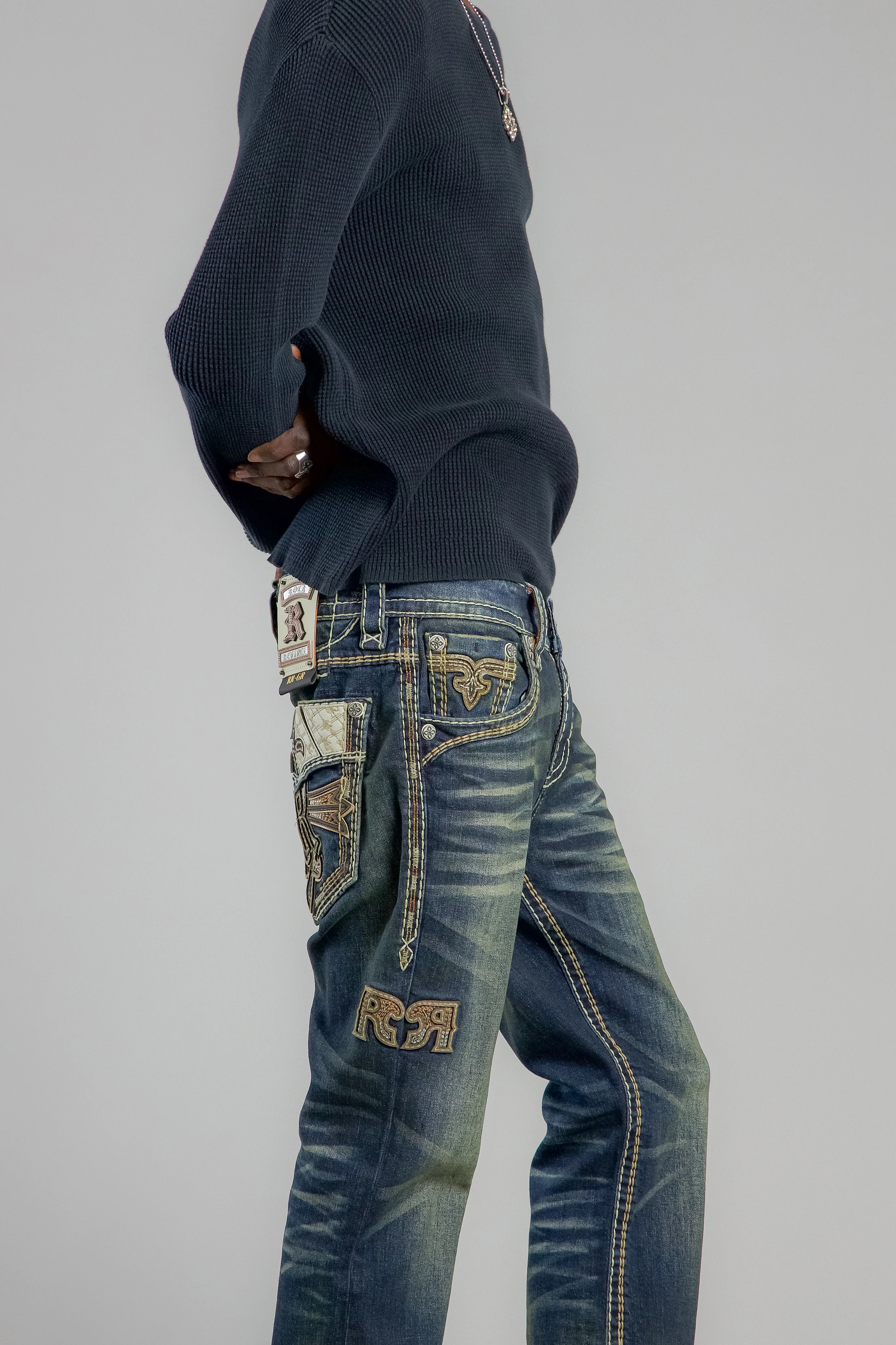 Hendrix Bootcut Jeans in Vintage Blue - GR Collection - Image 4