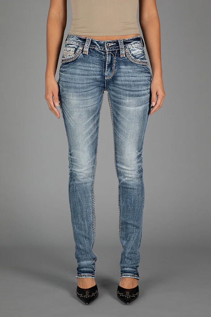 Hibiscus Straight Jeans in Medium Blue - Image 7