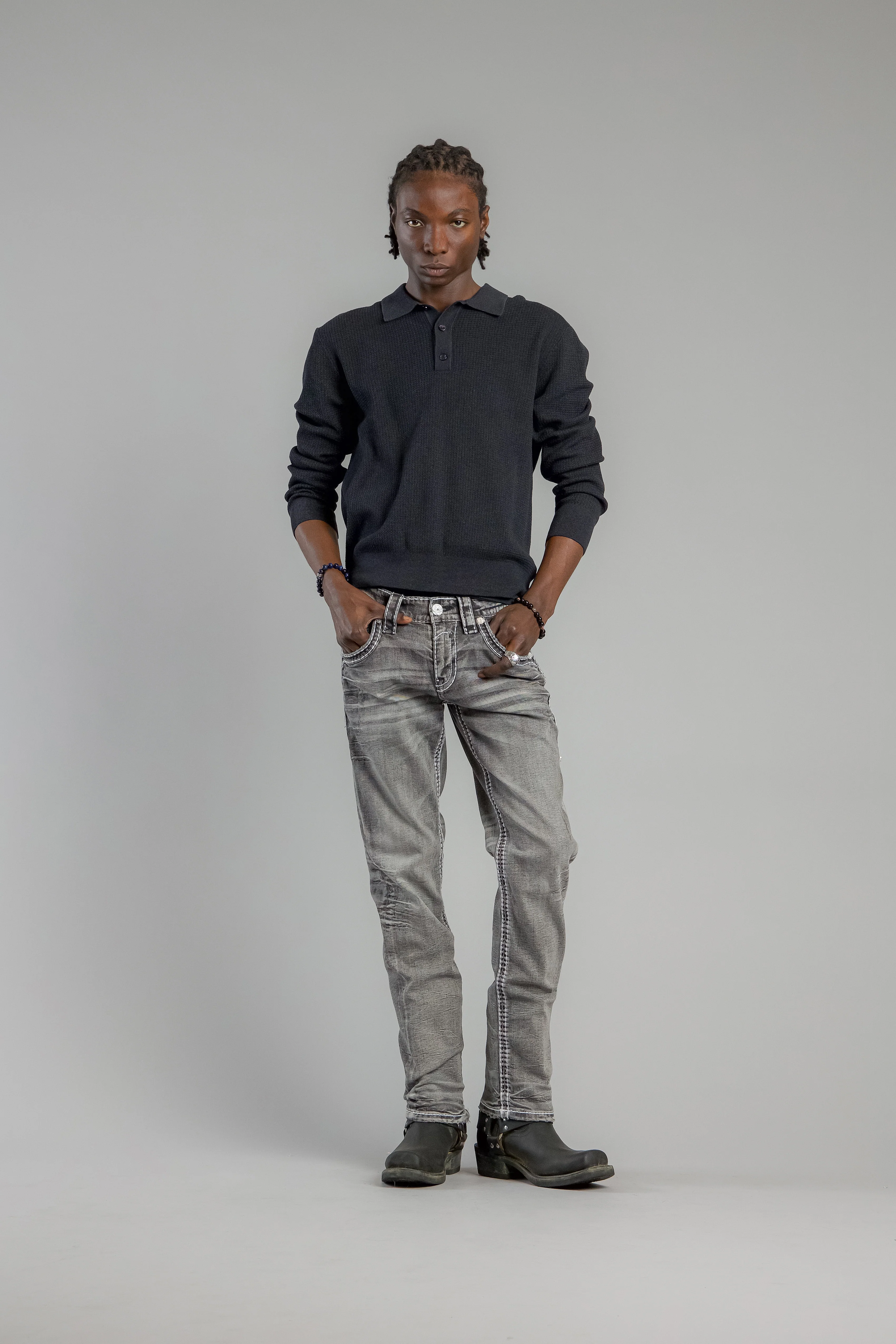 Jailin Straight Jeans in Dark Gray