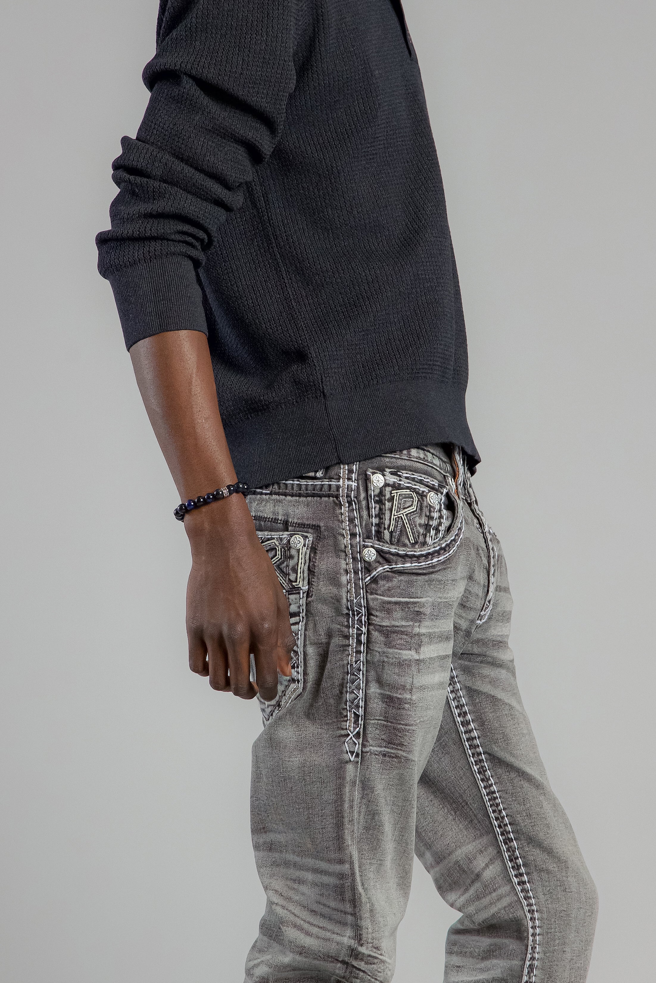 Jailin Straight Jeans in Dark Gray - Image 4