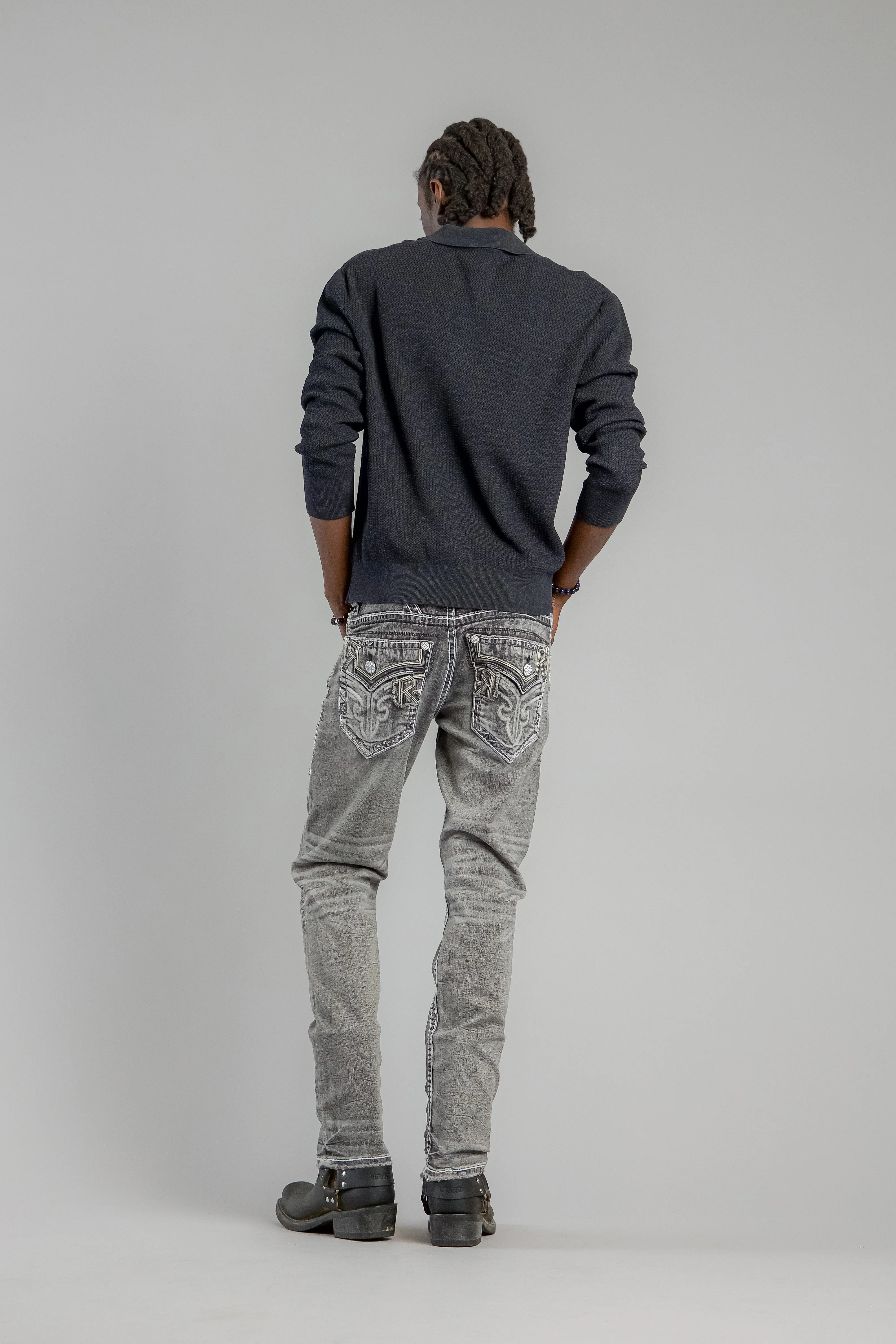 Jailin Straight Jeans in Dark Gray - Image 5
