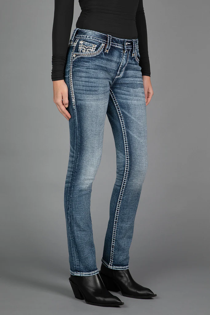 Janessa Straight Jeans in Medium Blue - Image 5