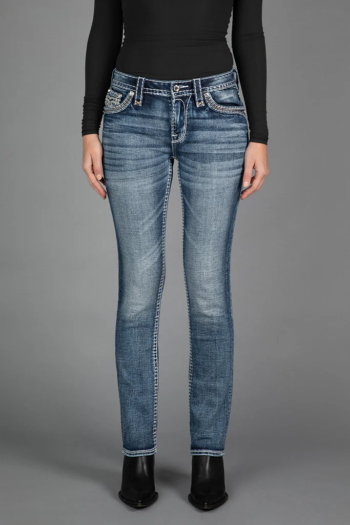 Janessa Straight Jeans in Medium Blue - Image 6