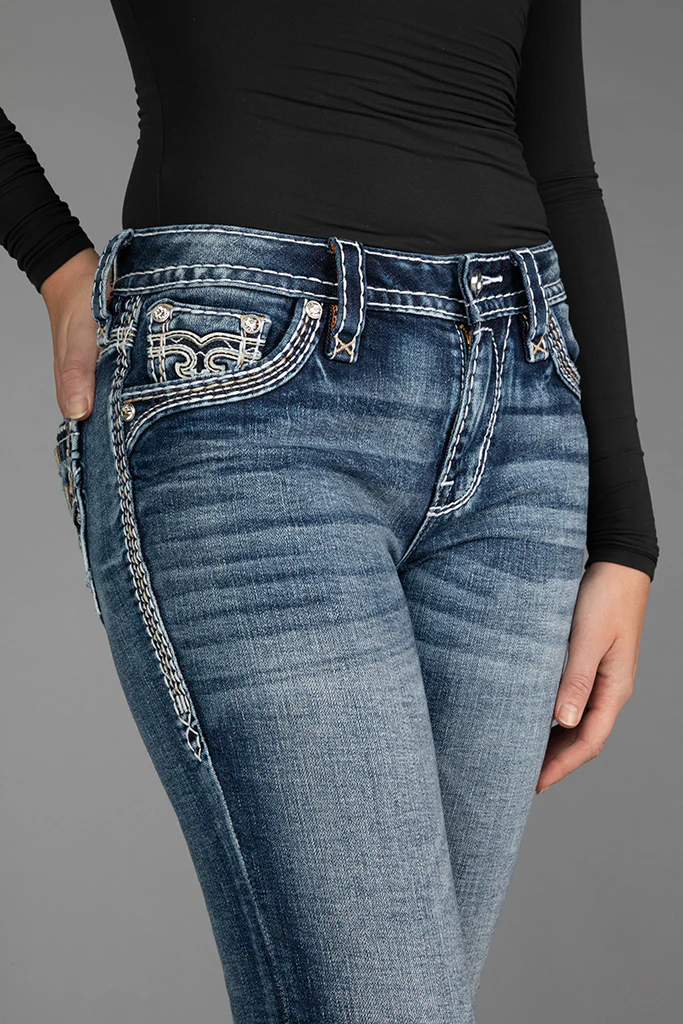 Janessa Straight Jeans in Medium Blue - Image 8