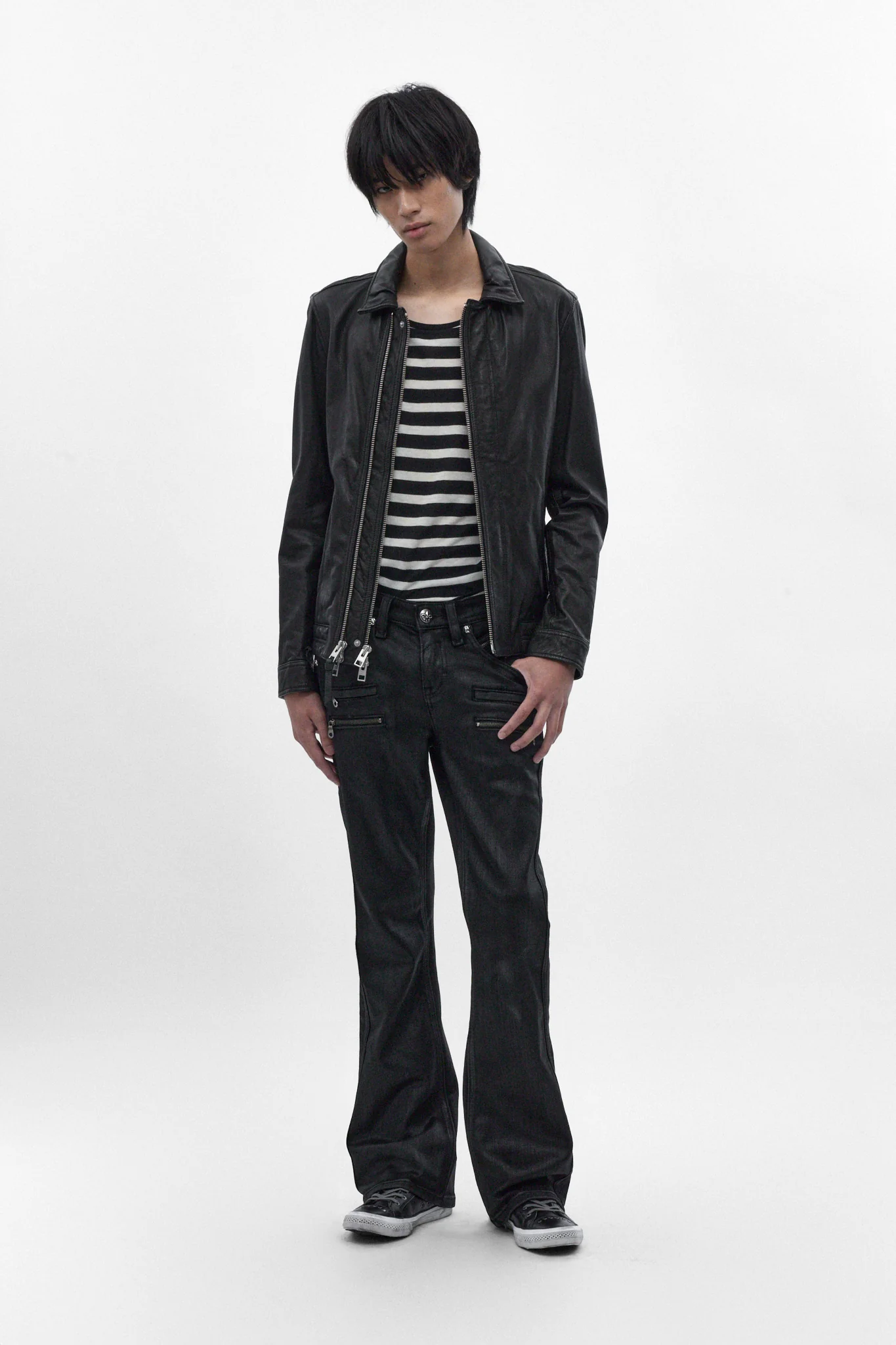 Jon Slim Flare Jeans in Black Coating - Image 3