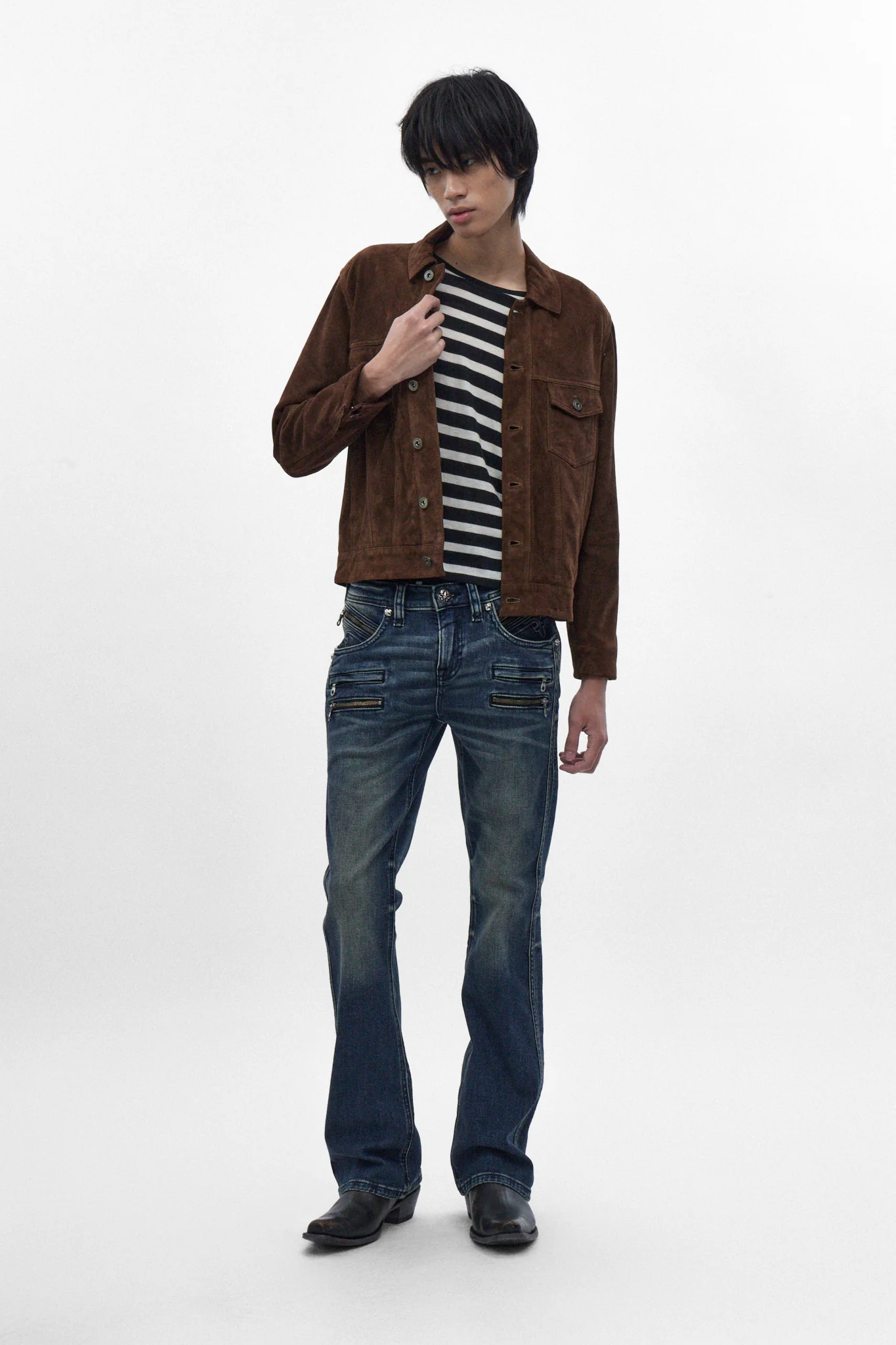 Jon Slim Flare Jeans in Dark Blue - Image 3