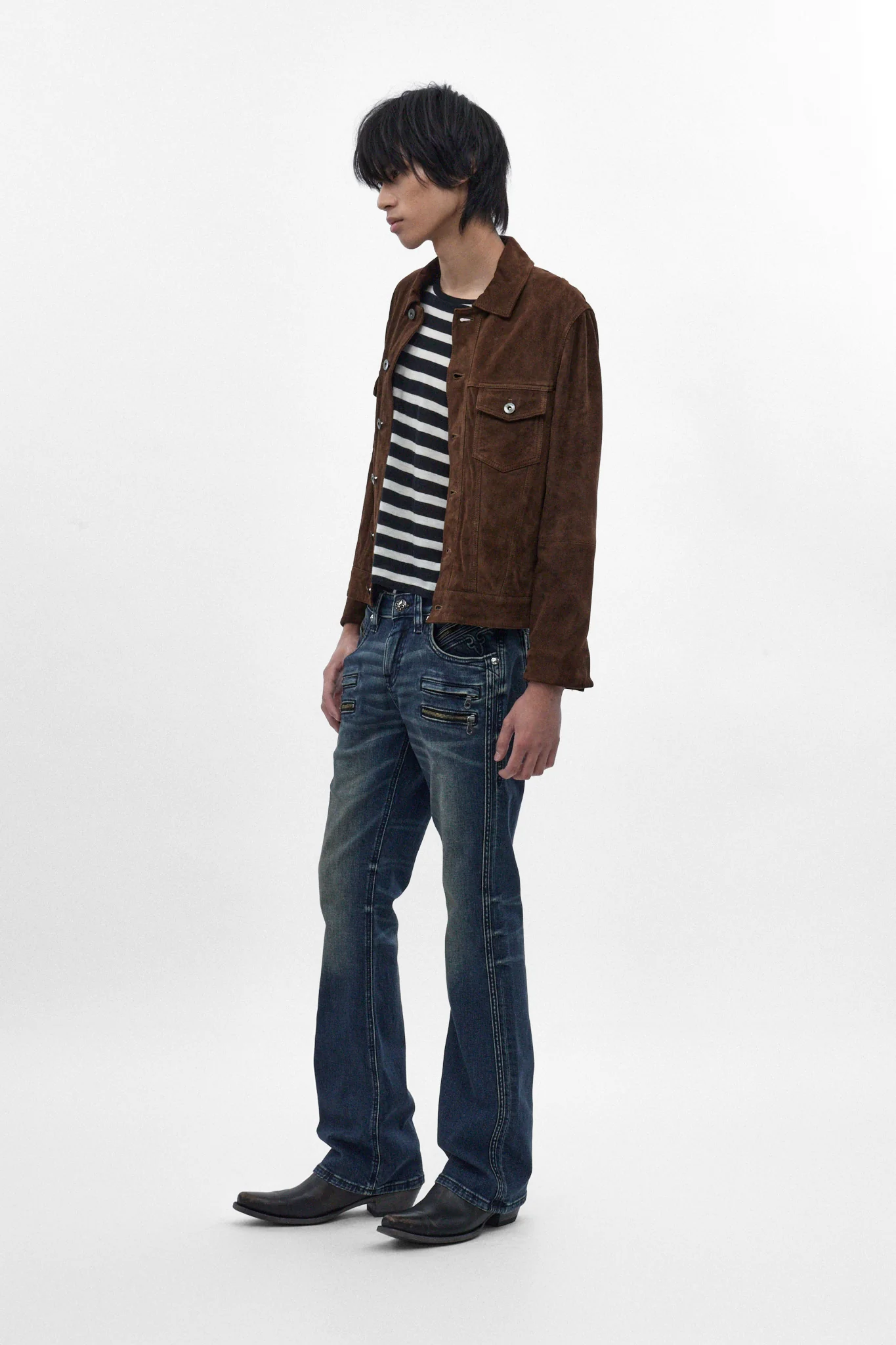 Jon Slim Flare Jeans in Dark Blue - Image 5