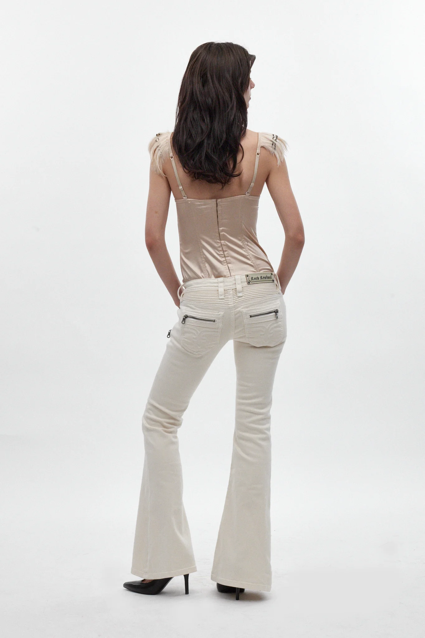 Joplin Super Low-Rise Flare Jeans in White - Image 2