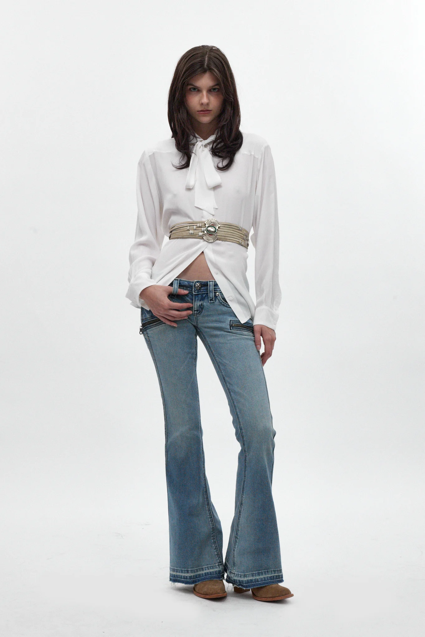 Joplin Super Low-Rise Flare Jeans in Medium Blue II
