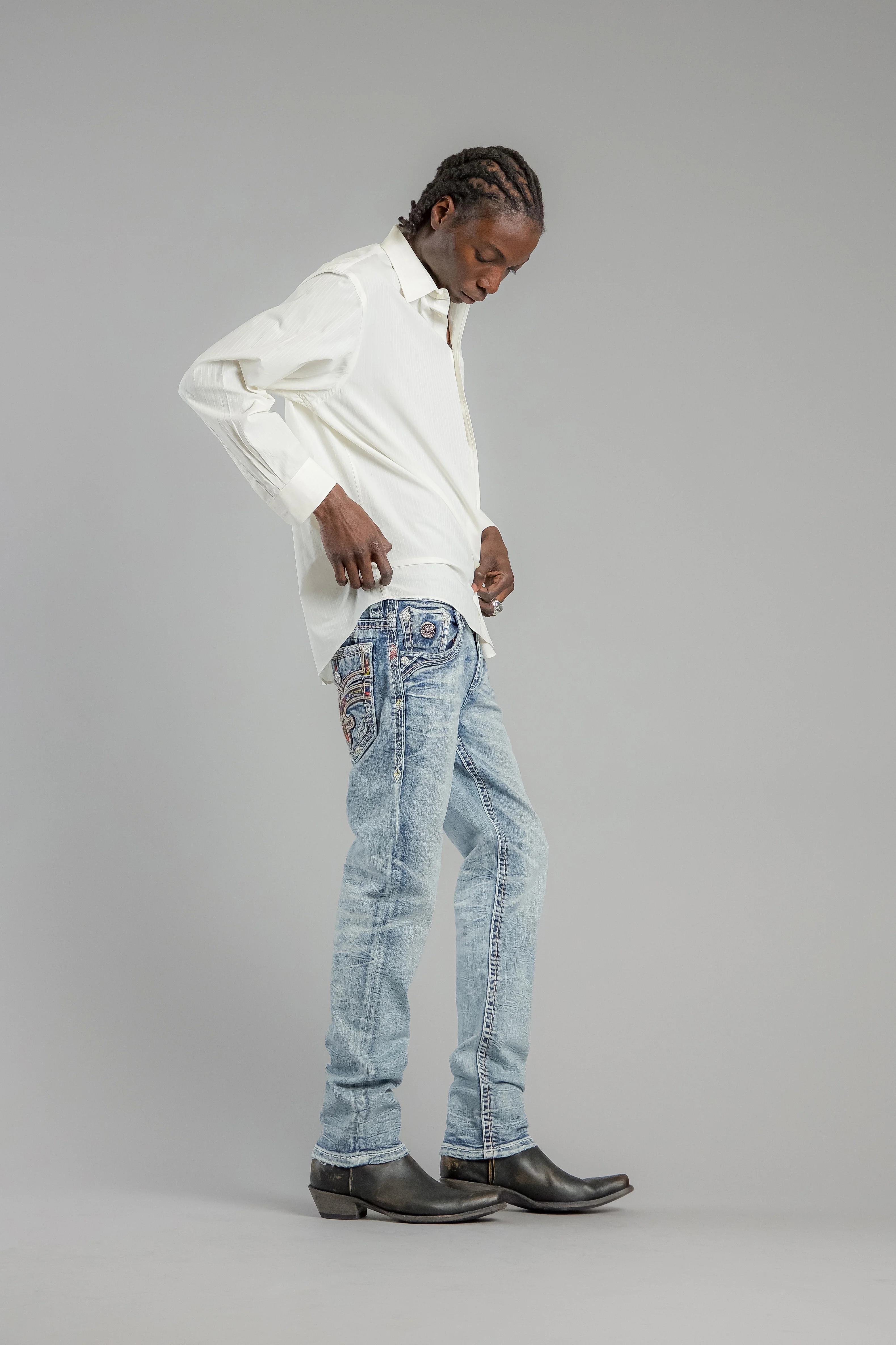 Justice Straight Jeans in Light Blue - Image 4